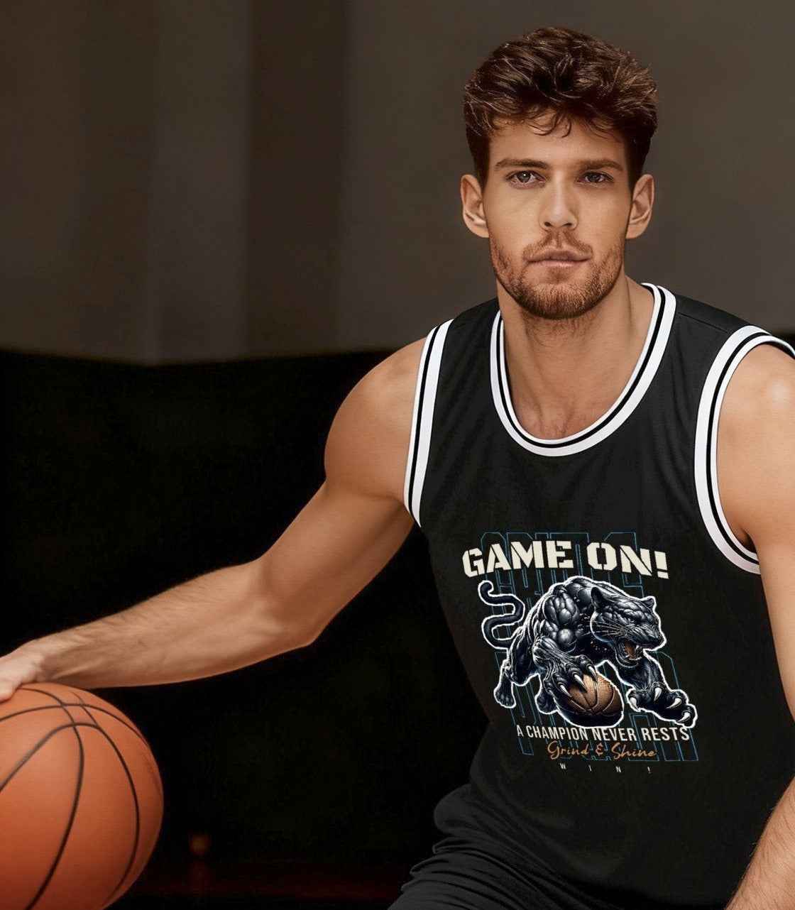 Game On! Grind & Shine Jaguar Black Basketball Jersey - Front & Back Printing