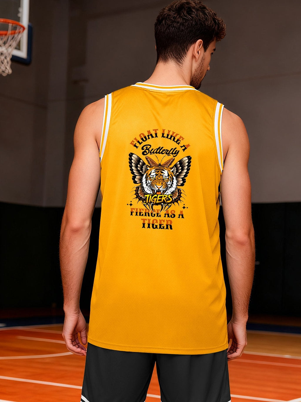 Float Like a Butterfly Fierce as a Tiger Adult Yellow Basketball Jersey | Ships From USA