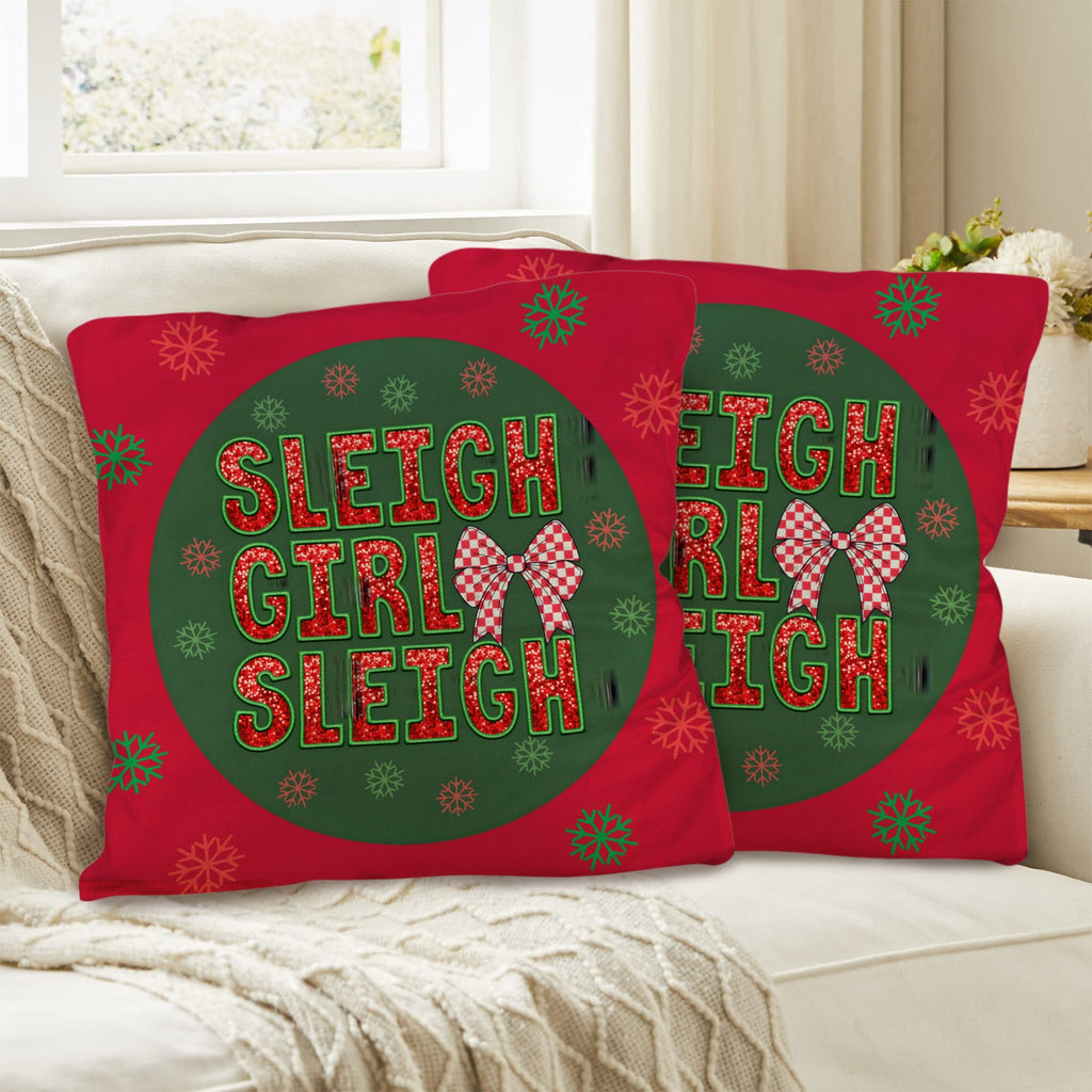 Sleigh Girl Sleigh Red Pillow Cases Throw Pillow Covers 18 x 18 inch