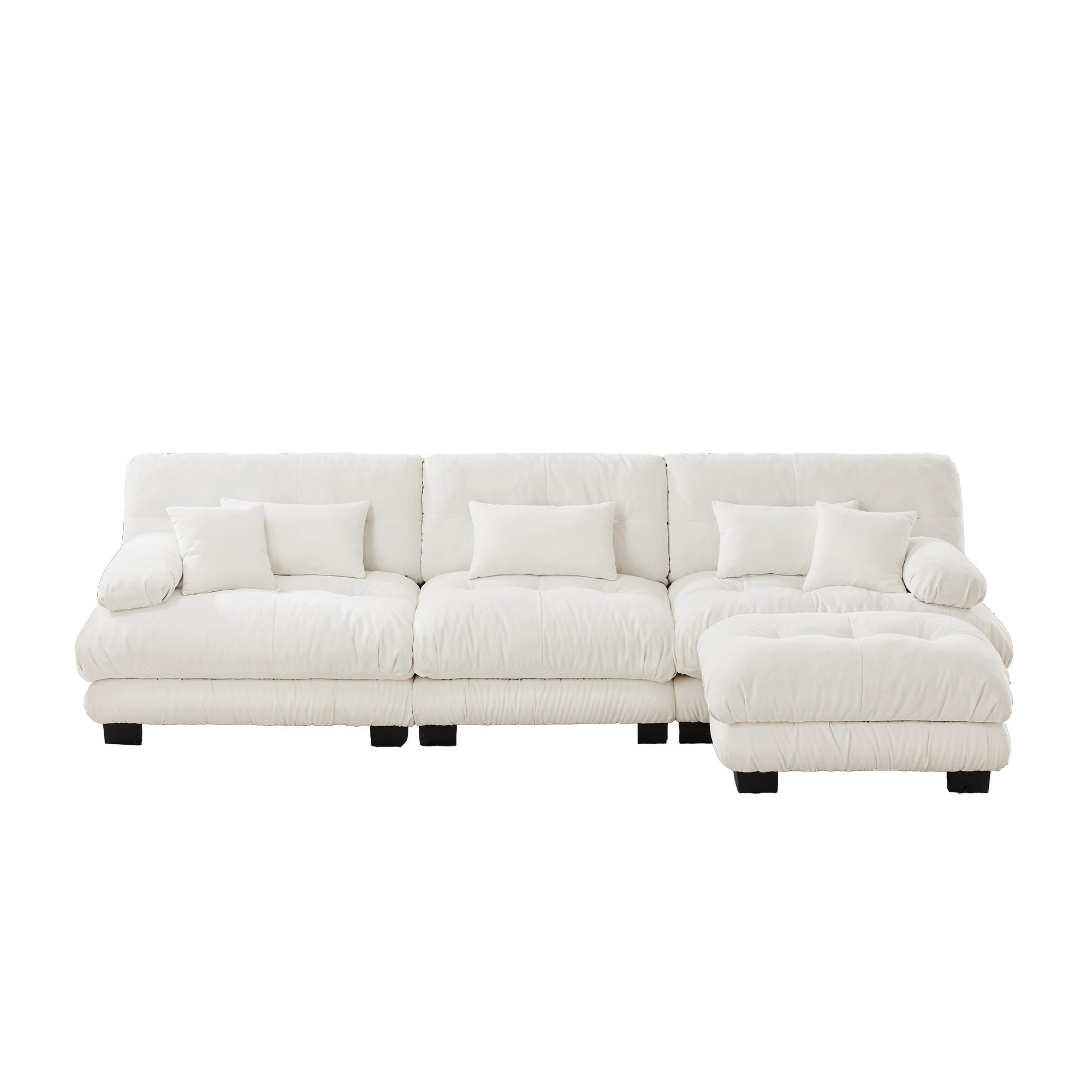 Luxury Modular Sectional Sofa Couch,Oversized L Shaped Cloud Couch for Living Room,Deep Seat Sofa Couch with Convertible Ottoman,Chenille White