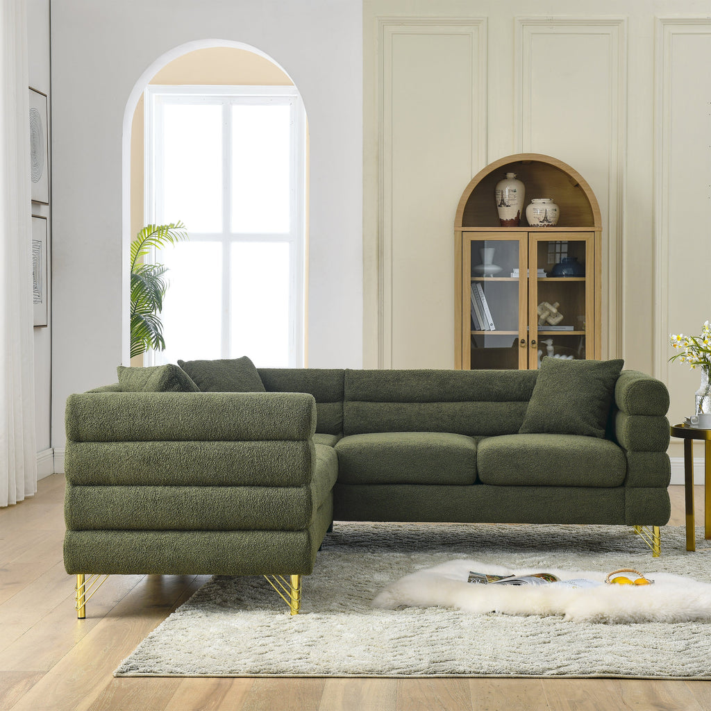 81.5-Inch Oversized Corner Sofa, L-Shaped Sectional Couch,   5-Seater Corner Sofas with 3 Cushions for Living Room, Bedroom, Apartment, Office