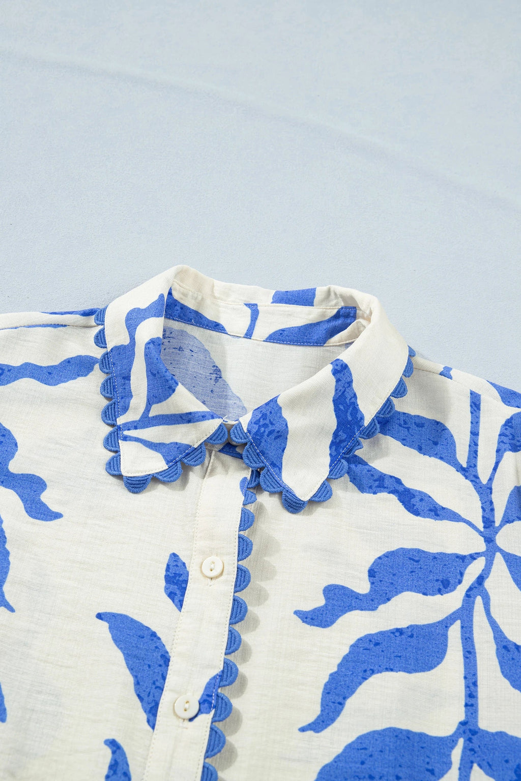 Botanical Leaf Side Tie Button Down Maxi Dress