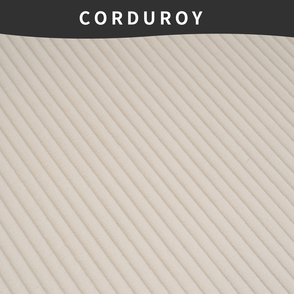 LY-023 WHITE COMPRESSION SOFA: Combining chaise longue with 3-seater, Corduroy Fabric, full sponge compression sofa,combined sofa with 4 pillows for living/ Home Furniture/ Apartment