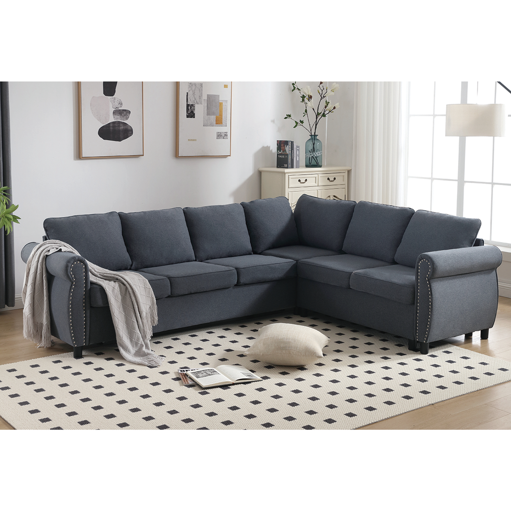 [NEW ARRIVED] [VIDEO PROVIDED] Sleeper Sofa, 2 in 1 Pull Out Couch Bed,6 seater sofa bed, L Shaped Sleeper Sectional Sofa Couch,Riveted sofa,104'' Large combined sofa Bed in living room, GRAY