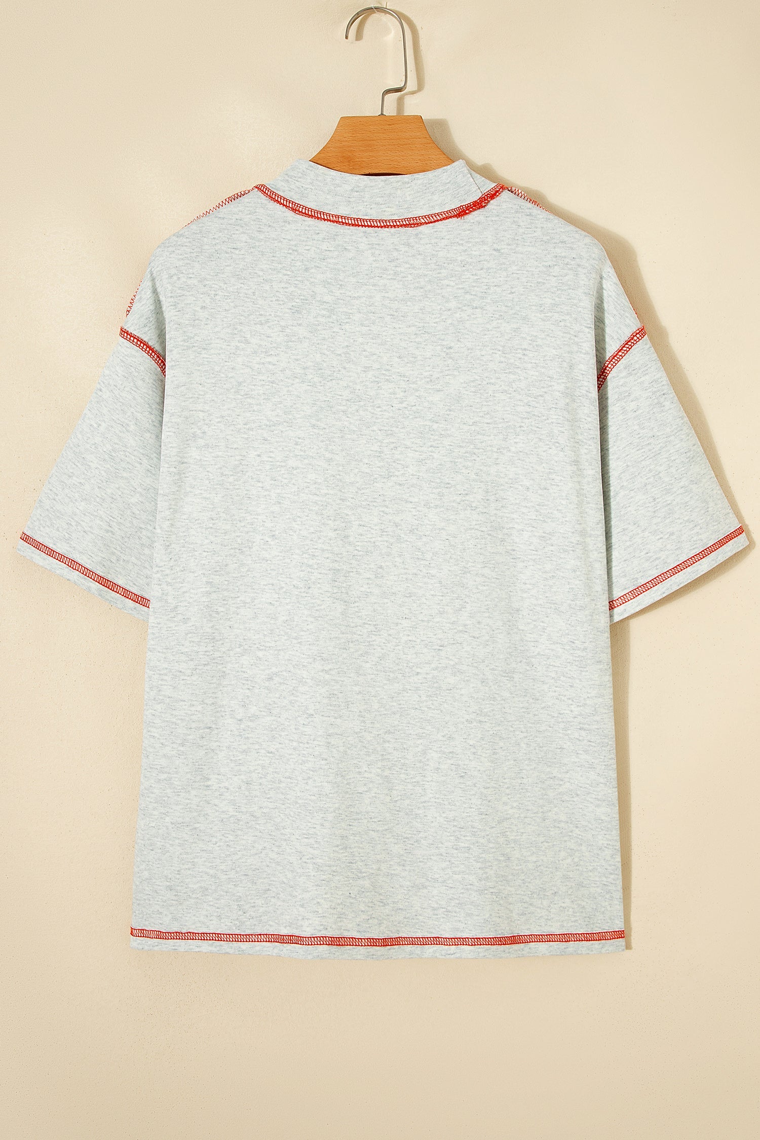 Reversible Contrast Stitching Mock Neck T-Shirt