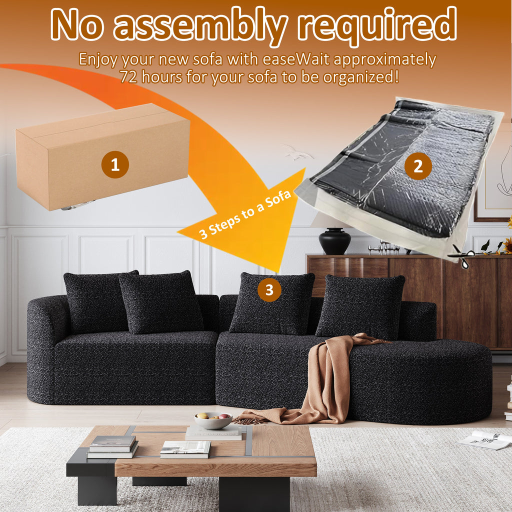 Modern Upholstered Oversized Sectional Sofa, 112-Inch Chenille 4-Seater Extra Deep & Wide Seat Curved Cloud Couch with 4 Throw Pillows, Free Combination Sofa Couch for Living Room,Bedroom