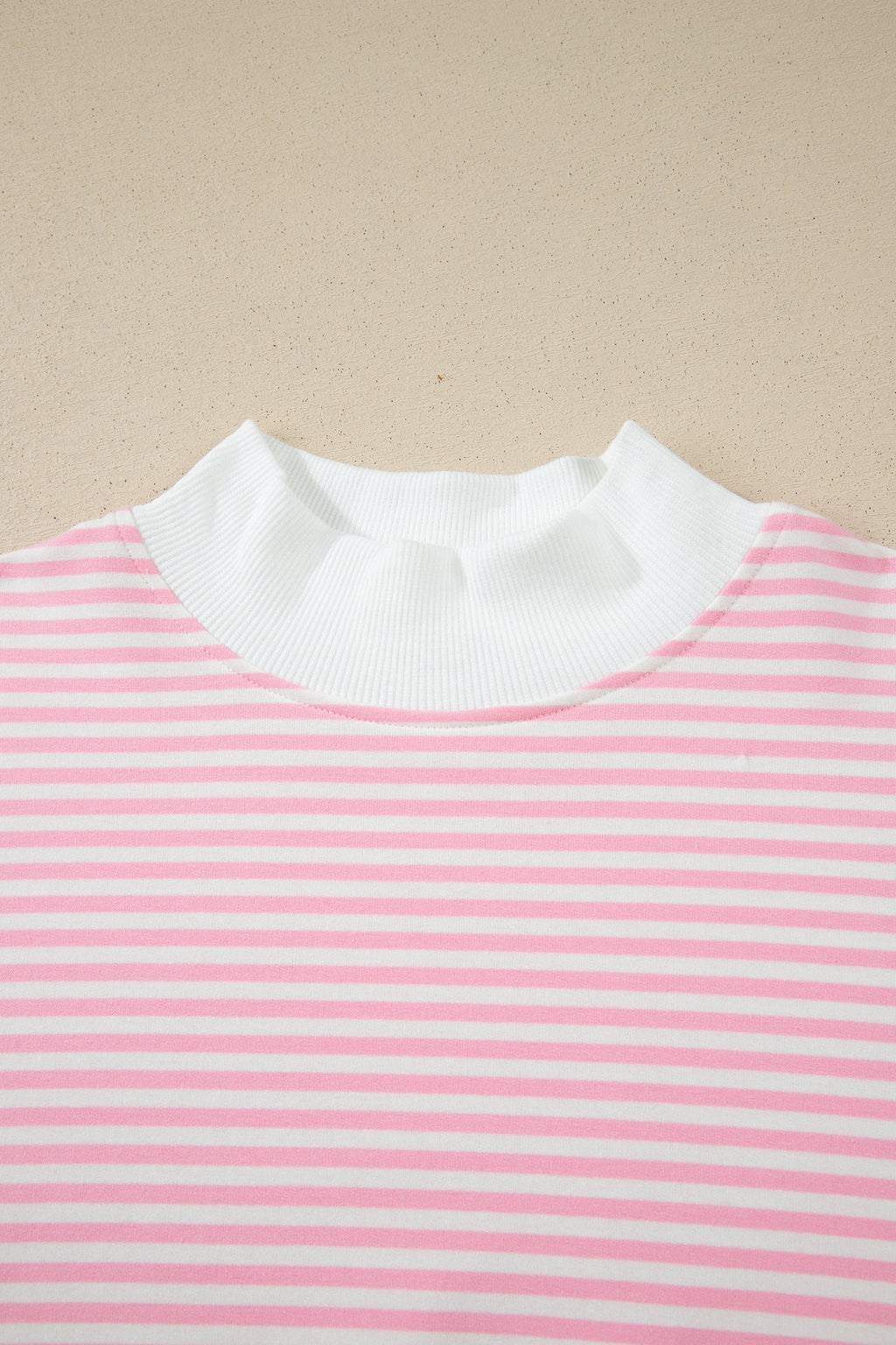 Stripe Oversize Mock Neck Sweatshirt & Shorts Set