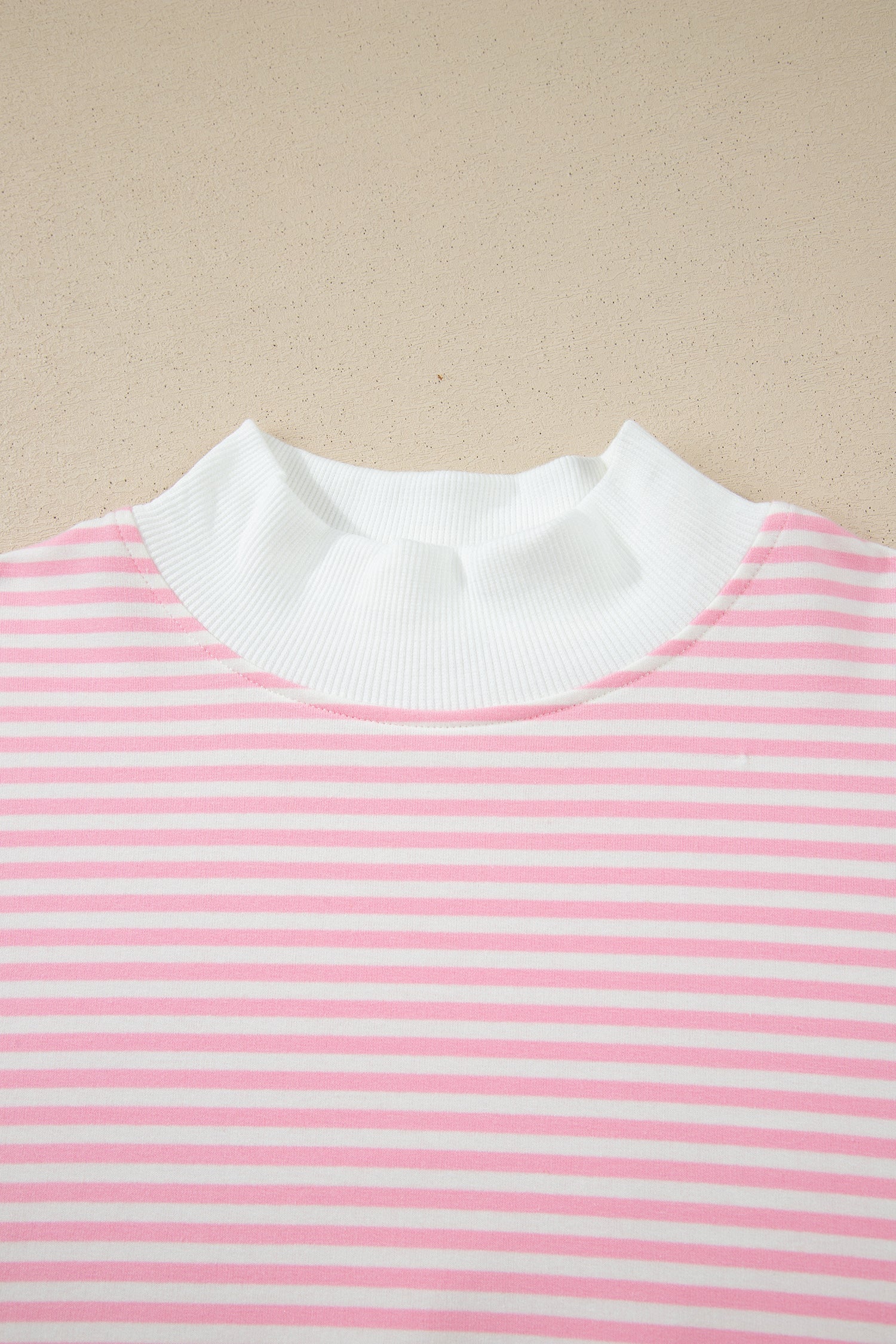 Stripe Oversize Mock Neck Sweatshirt & Shorts Set