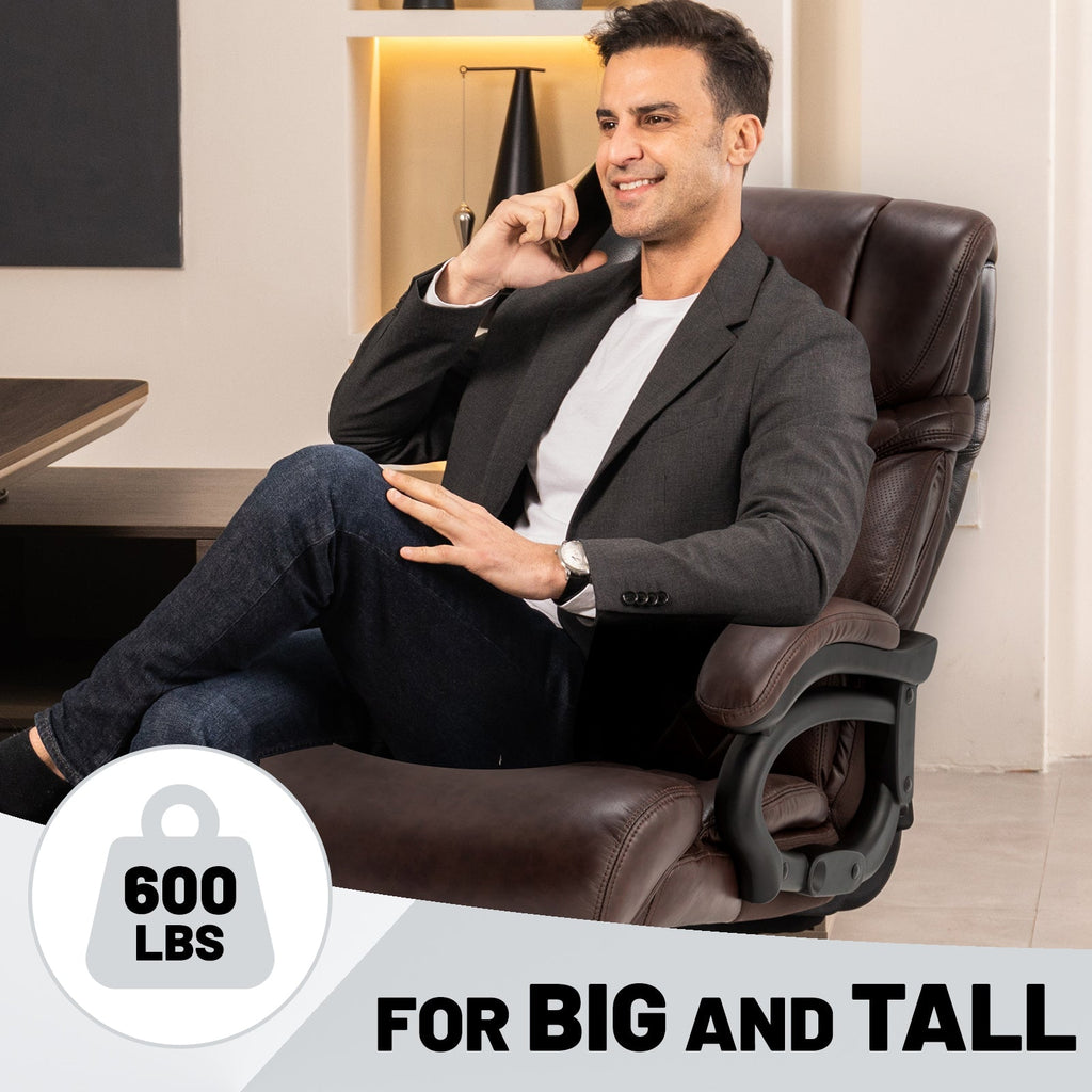 600LBS Big and Tall Office Chair for Heavy People, Extra Wide Seat and Adjustable Lumbar, Heavy Duty Executive Chair with High Back, Large Computer Desk Chair Comfortable for Home Office