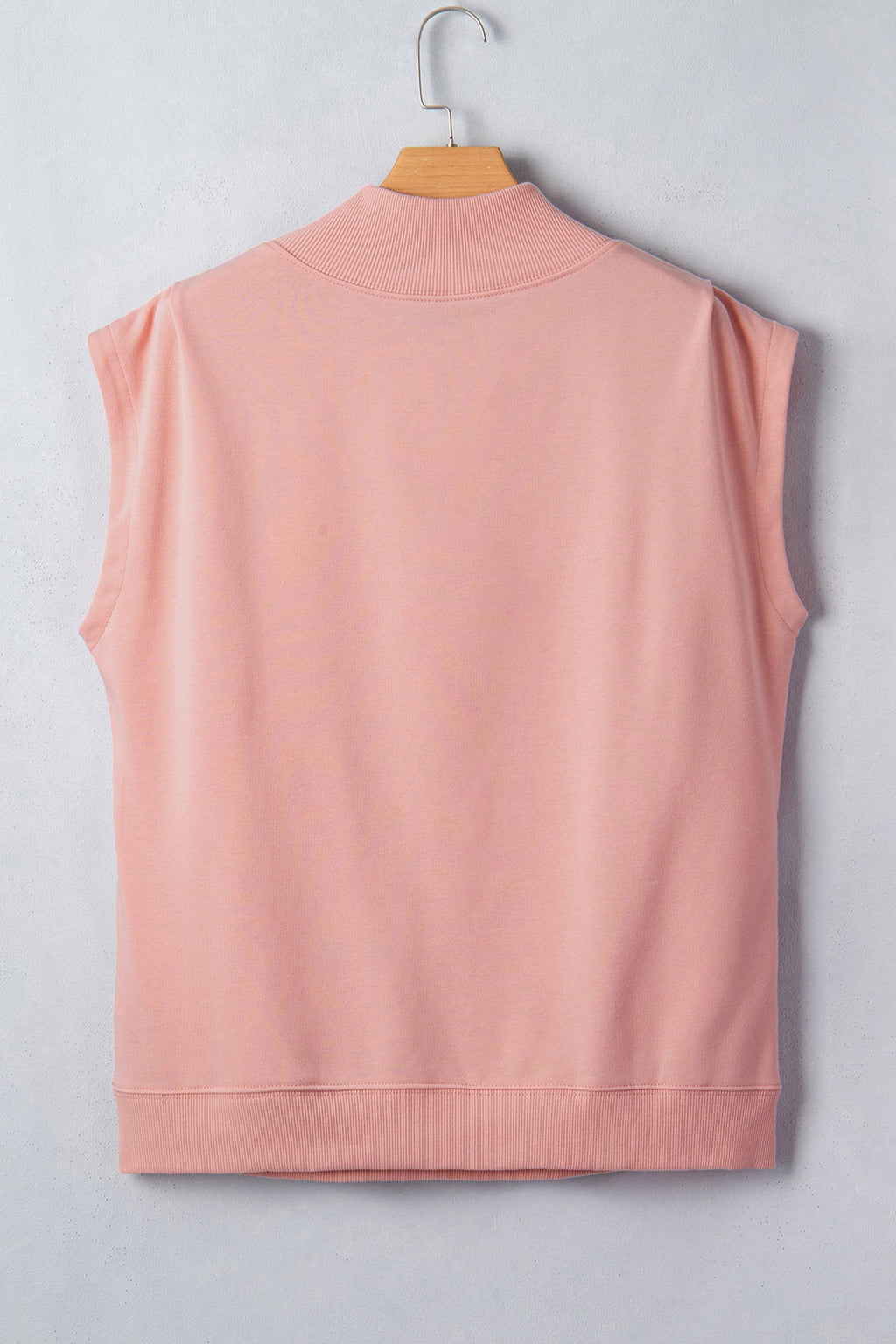 Solid Mock Neck Cap Sleeve Oversized Top