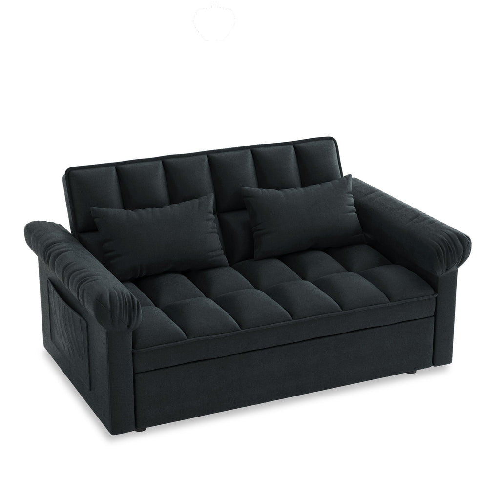 Loveseats Sofa Bed with Pull-out Bed,Adjsutable Back-Black