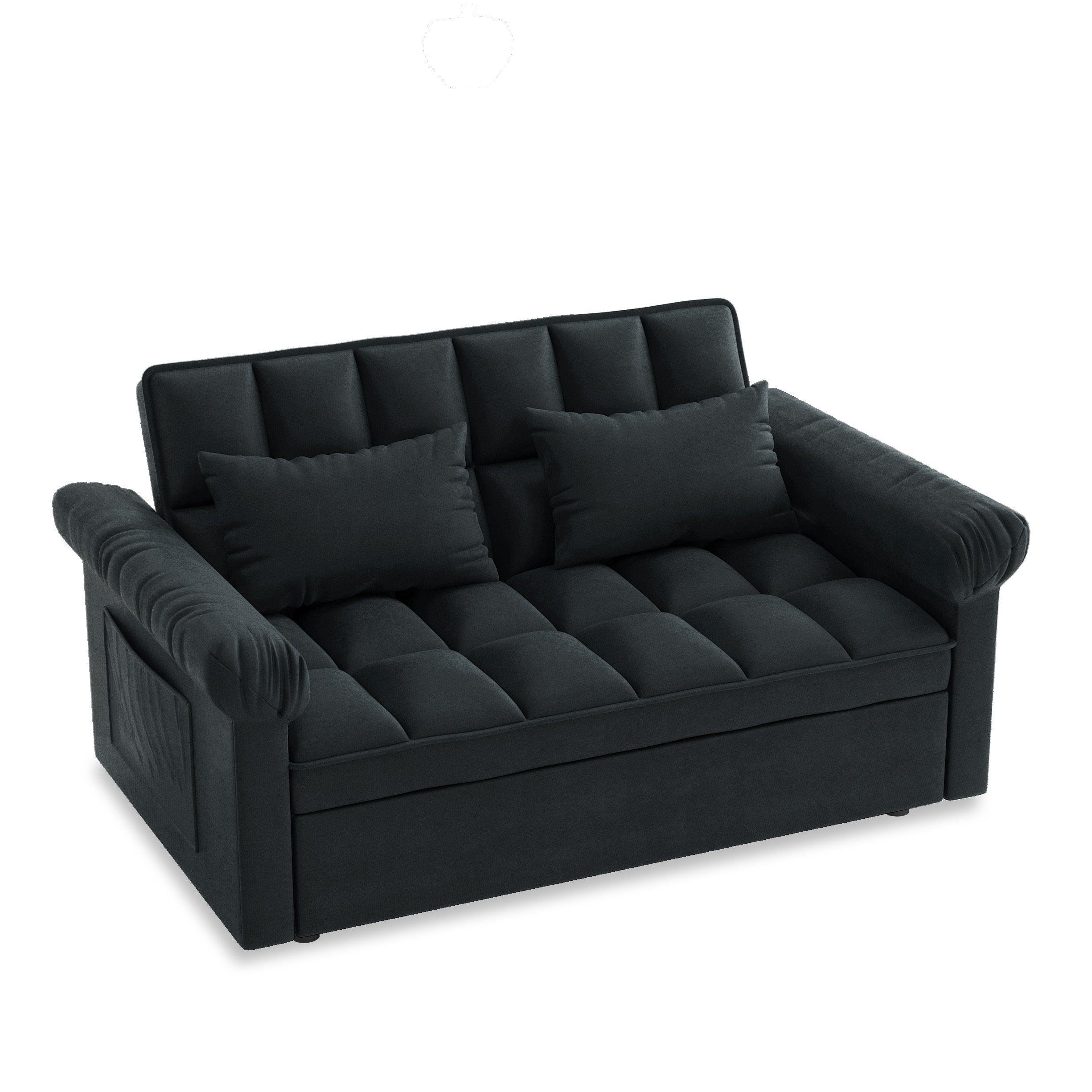 Loveseats Sofa Bed with Pull-out Bed,Adjsutable Back-Black