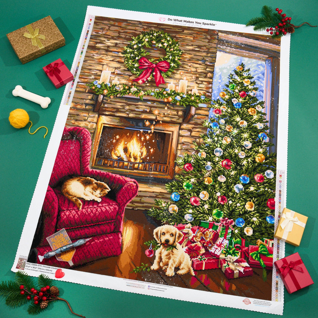Diamond Art Club – Fireside Christmas Diamond Painting (Square Drill, 27.6" x 36.6")