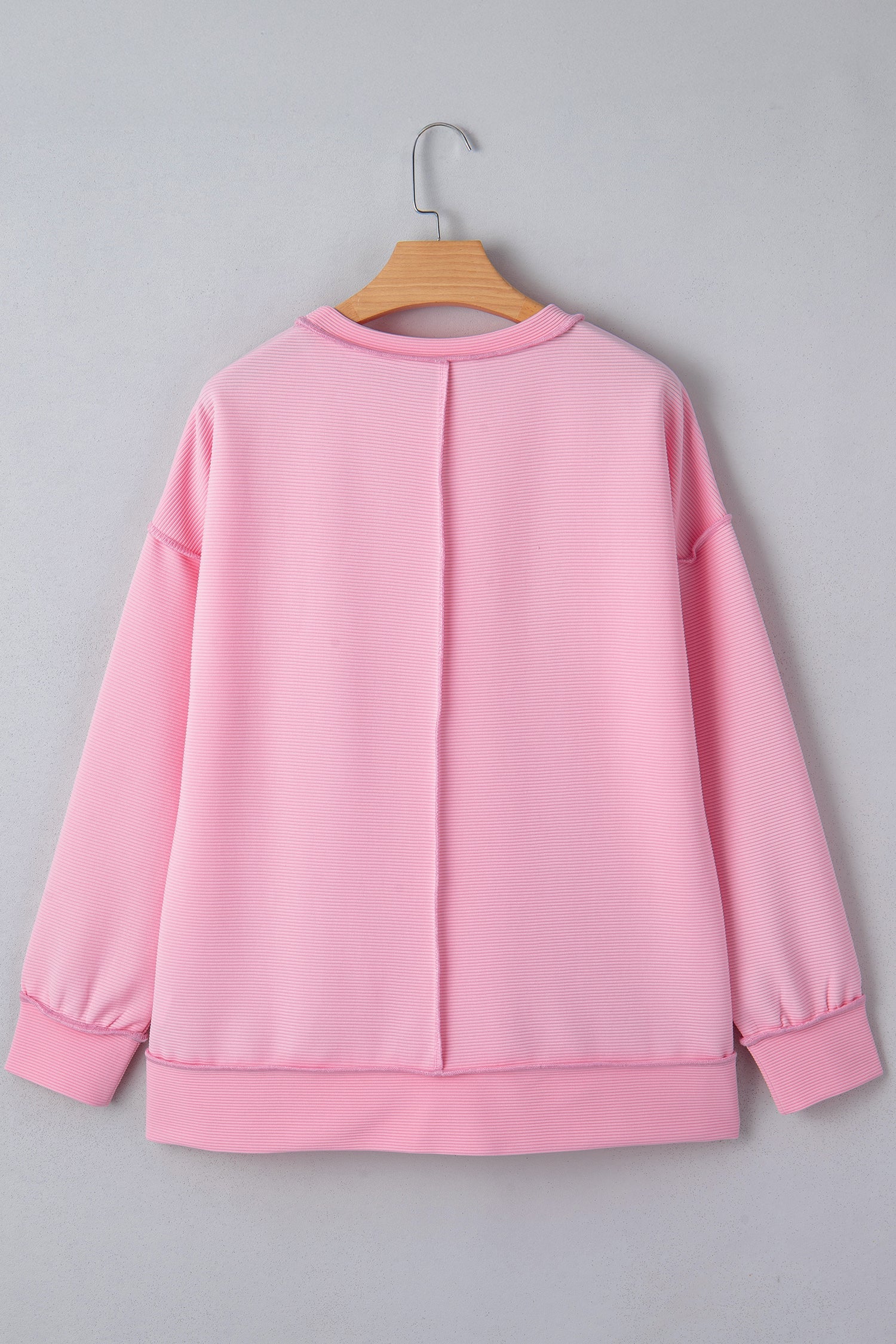 Ribbed Exposed Seam Drop Shoulder Pullover