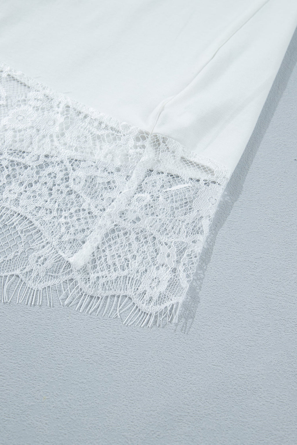 Solid Asymmetric Lace Hem Patchwork T-Shirt