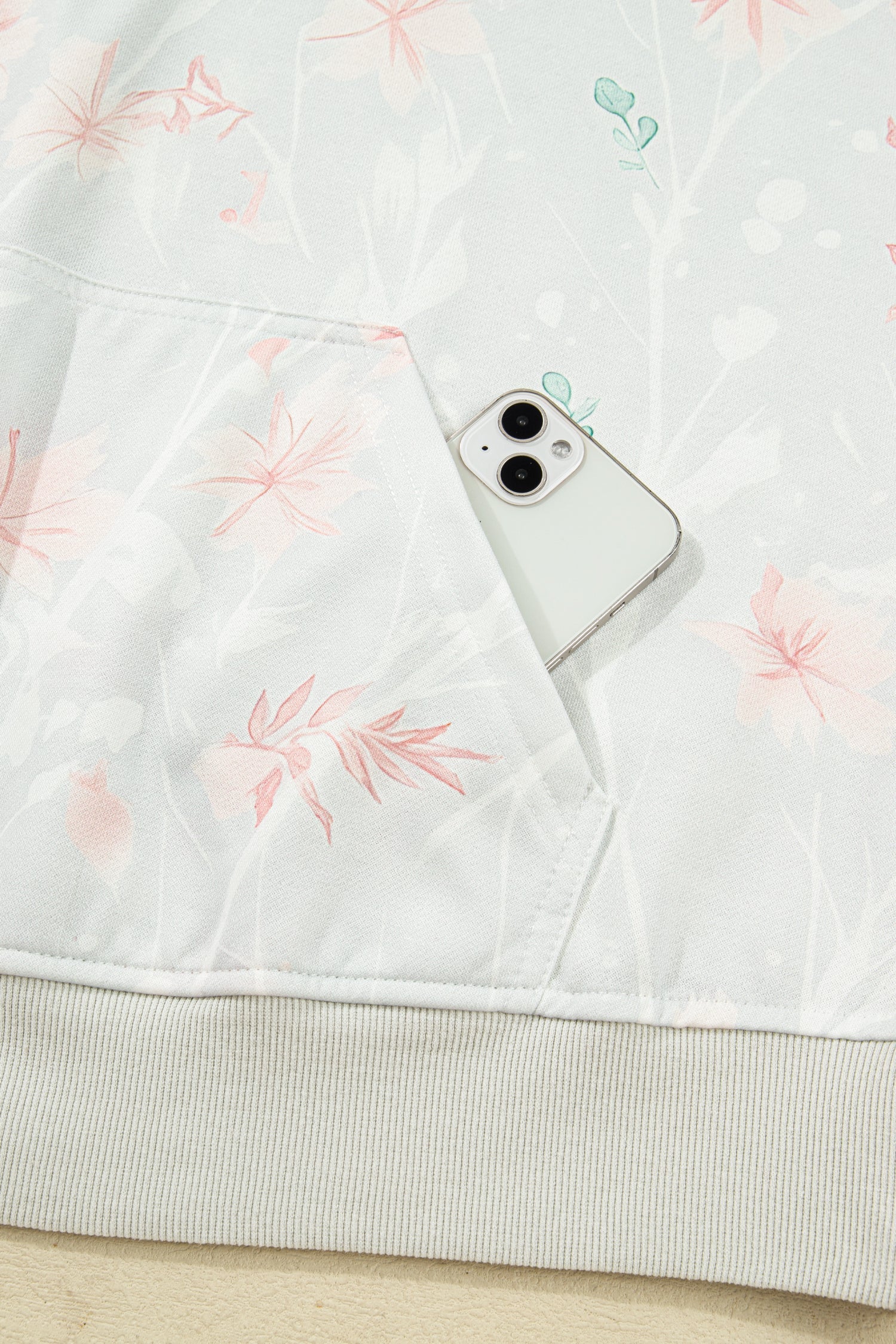 Plus Size Floral Long Sleeve Hoodie