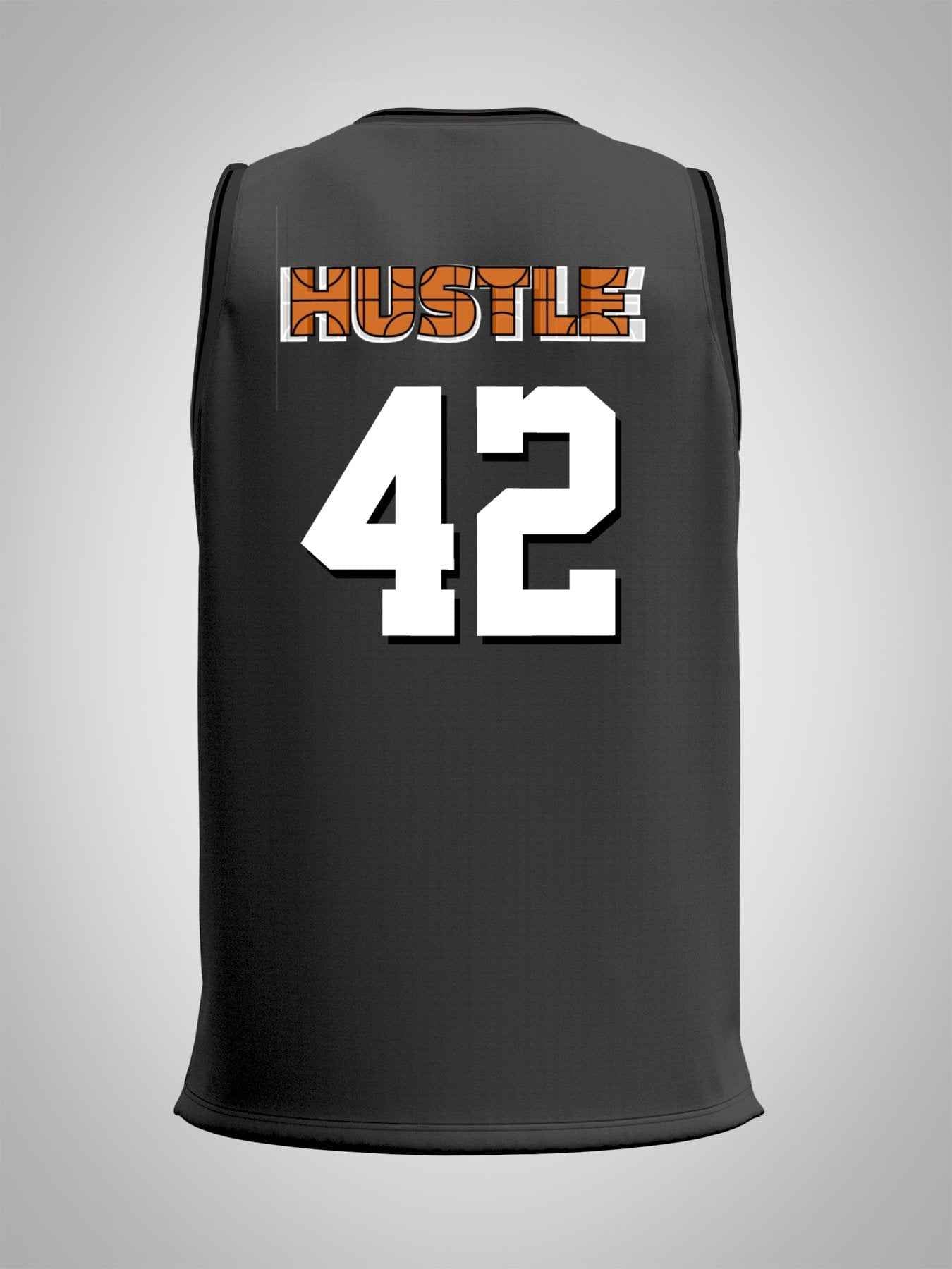 Hustle 42 Adult Dark Grey Basketball Jersey | Ships From USA