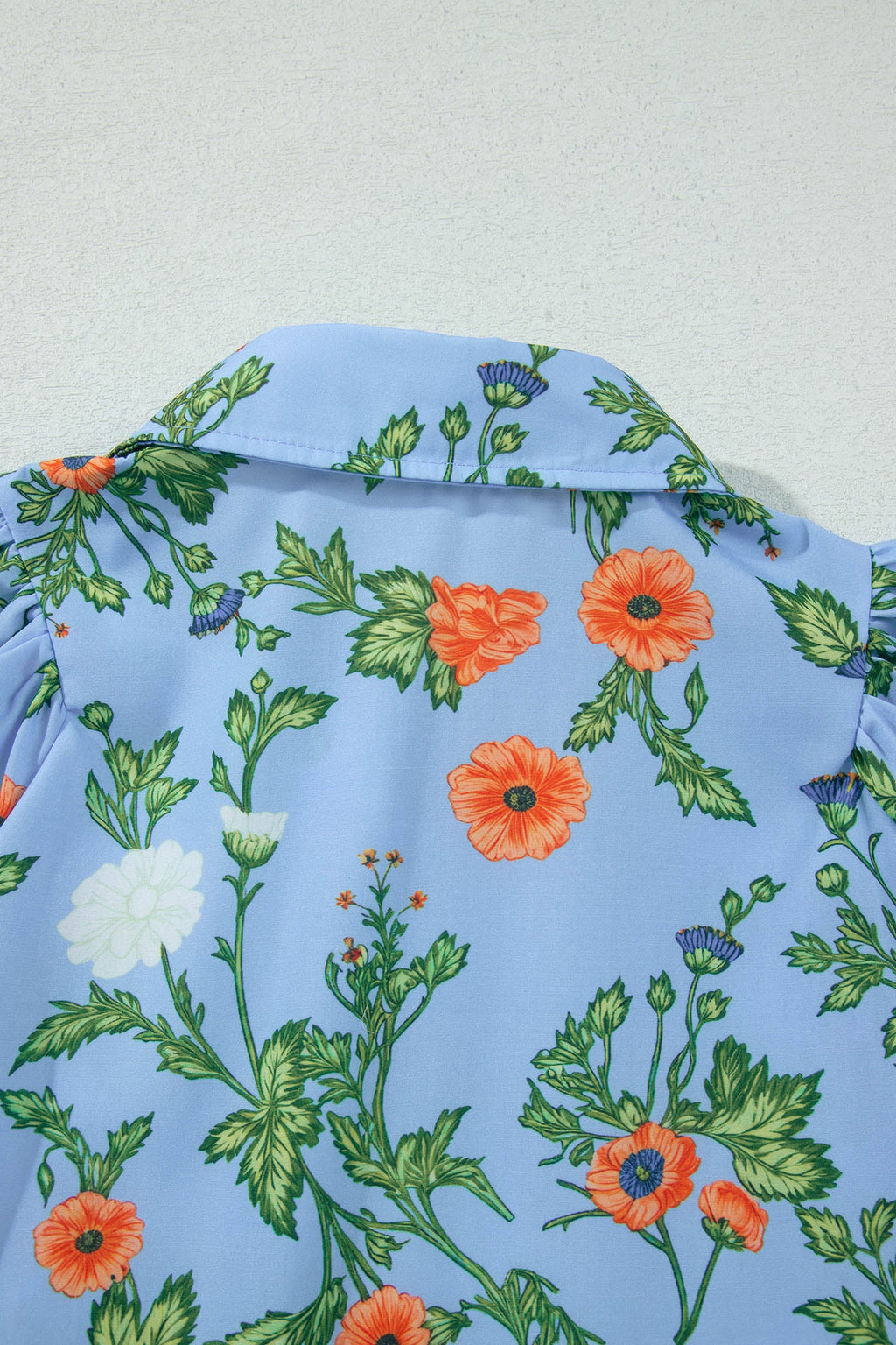 Floral 3/4 Sleeve Button Down Collared Blouse