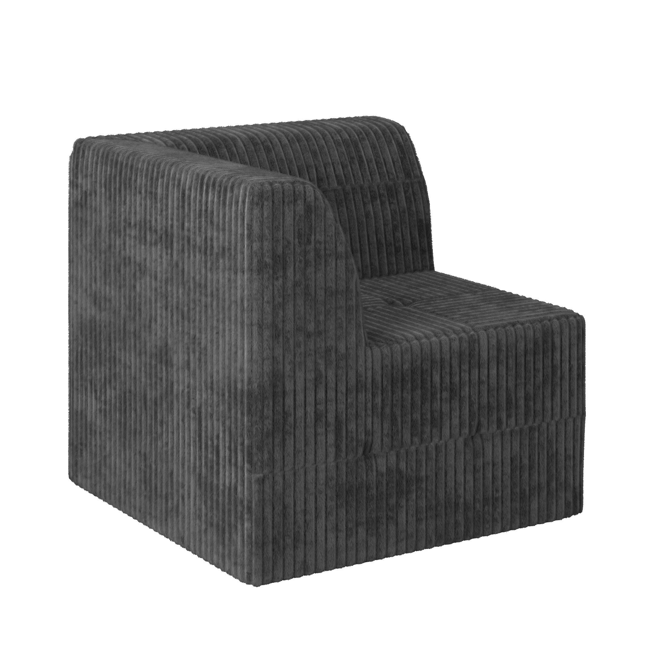 L shape Modular Sectional Sofa,DIY Compressed Sectional Sofa Modern Minimalist Style Corduroy Couch, Sleeper Sofa for Living Room, Bedroom, Comfy Compressed Sofa Couch Space-Efficient Design-GREY
