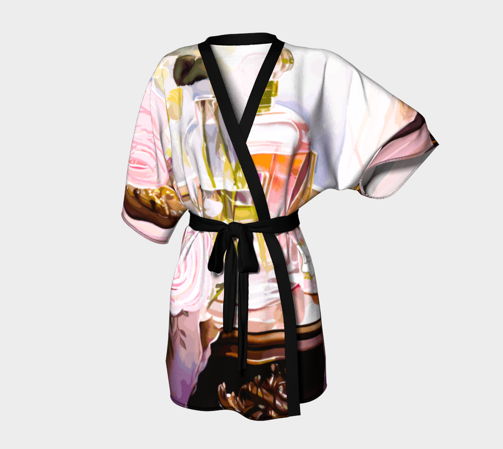 Pink Parfume Silky Knit Kimono Robe