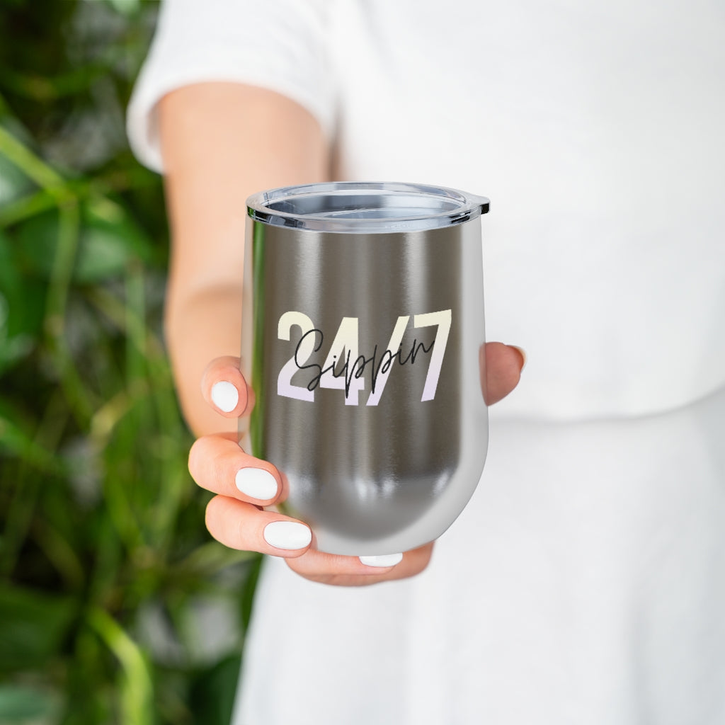 Sippin Insulated Wine Tumbler 12oz for Hot or Cold Liquid