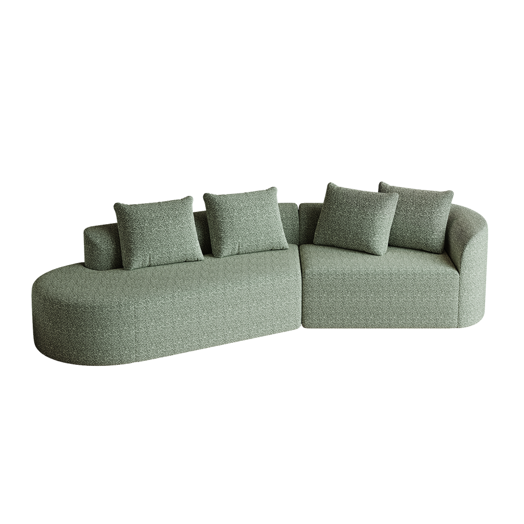 Modern Upholstered Oversized Sectional Sofa, 112-Inch Chenille 4-Seater Extra Deep & Wide Seat Curved Cloud Couch with 4 Throw Pillows, Free Combination Sofa Couch for Living Room,Bedroom
