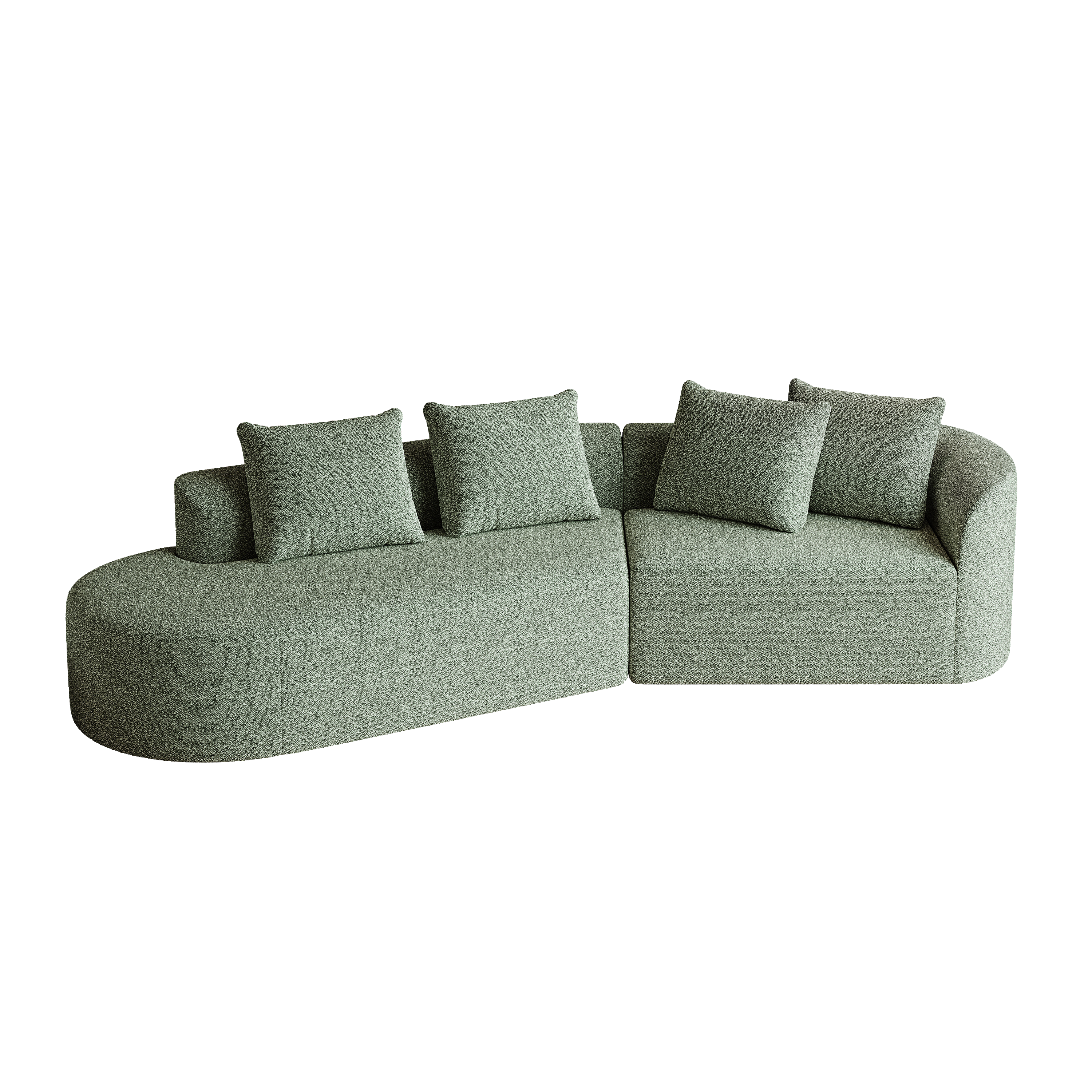 Modern Upholstered Oversized Sectional Sofa, 112-Inch Chenille 4-Seater Extra Deep & Wide Seat Curved Cloud Couch with 4 Throw Pillows, Free Combination Sofa Couch for Living Room,Bedroom