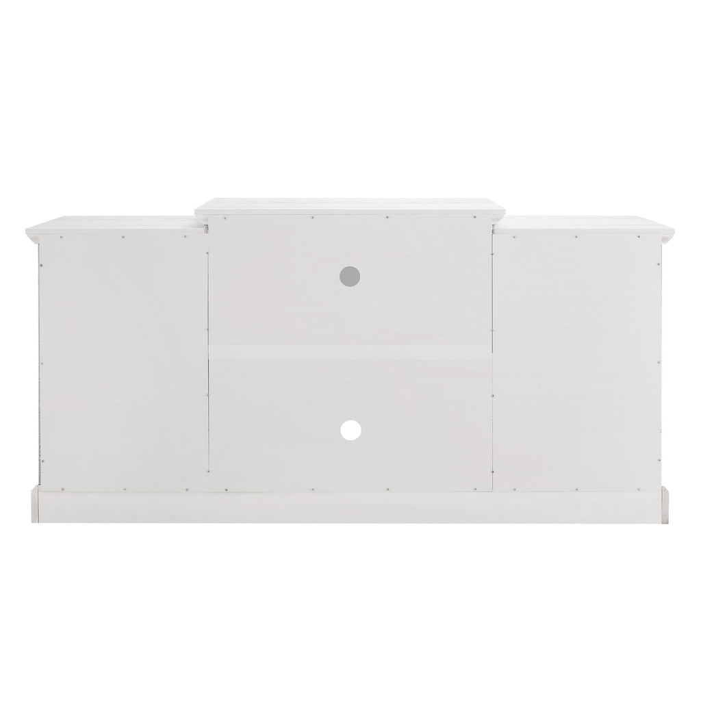 Media Console Table with Large Storage Cabinet, Modern TV Media Entertaionment Stand, White, 65.75'W*17'D*32.48'H