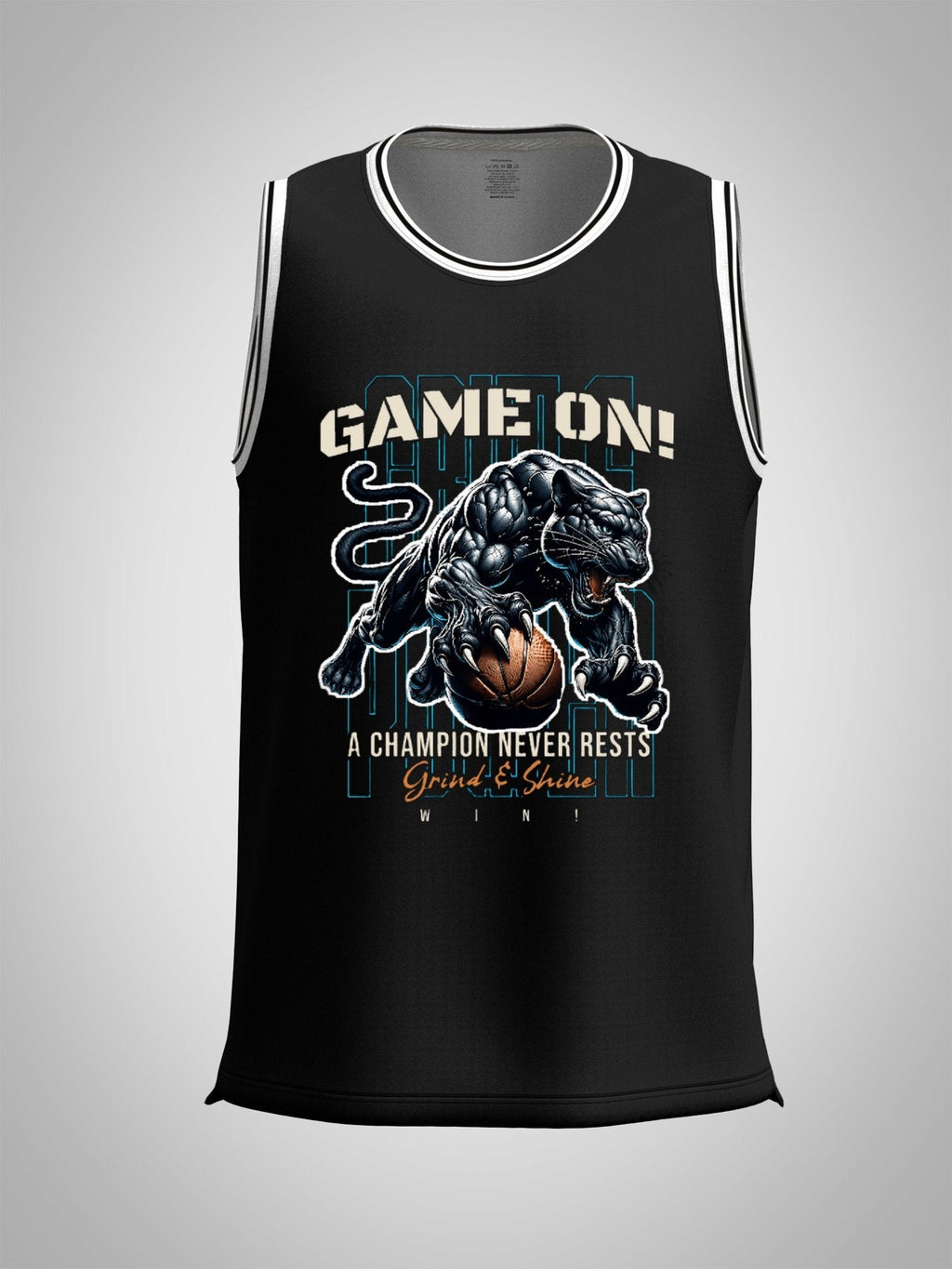 Game On! Grind & Shine Jaguar Black Basketball Jersey - Front & Back Printing