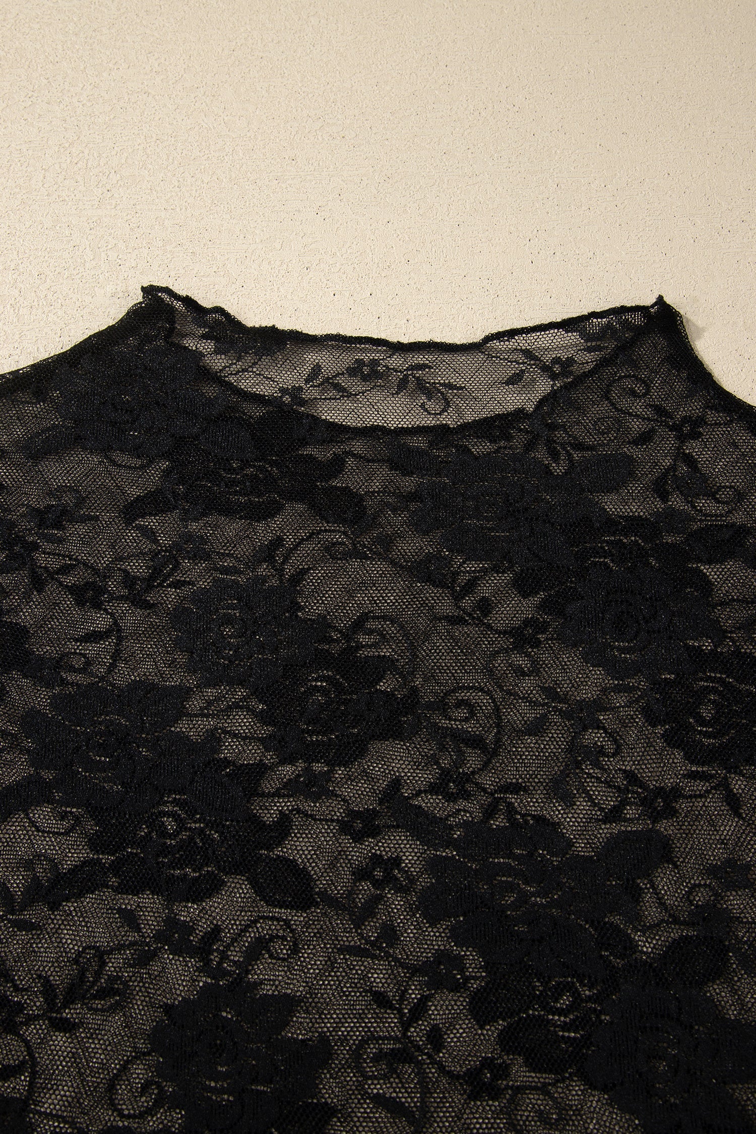 Plus Size Floral Mesh Long Sleeve Top