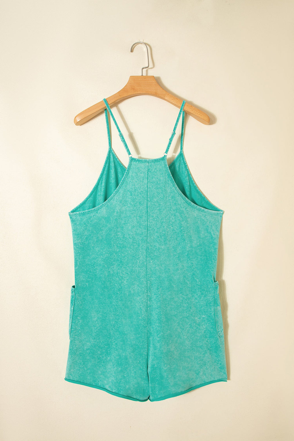 Mineral Wash Spaghetti Strap Pocketed Romper