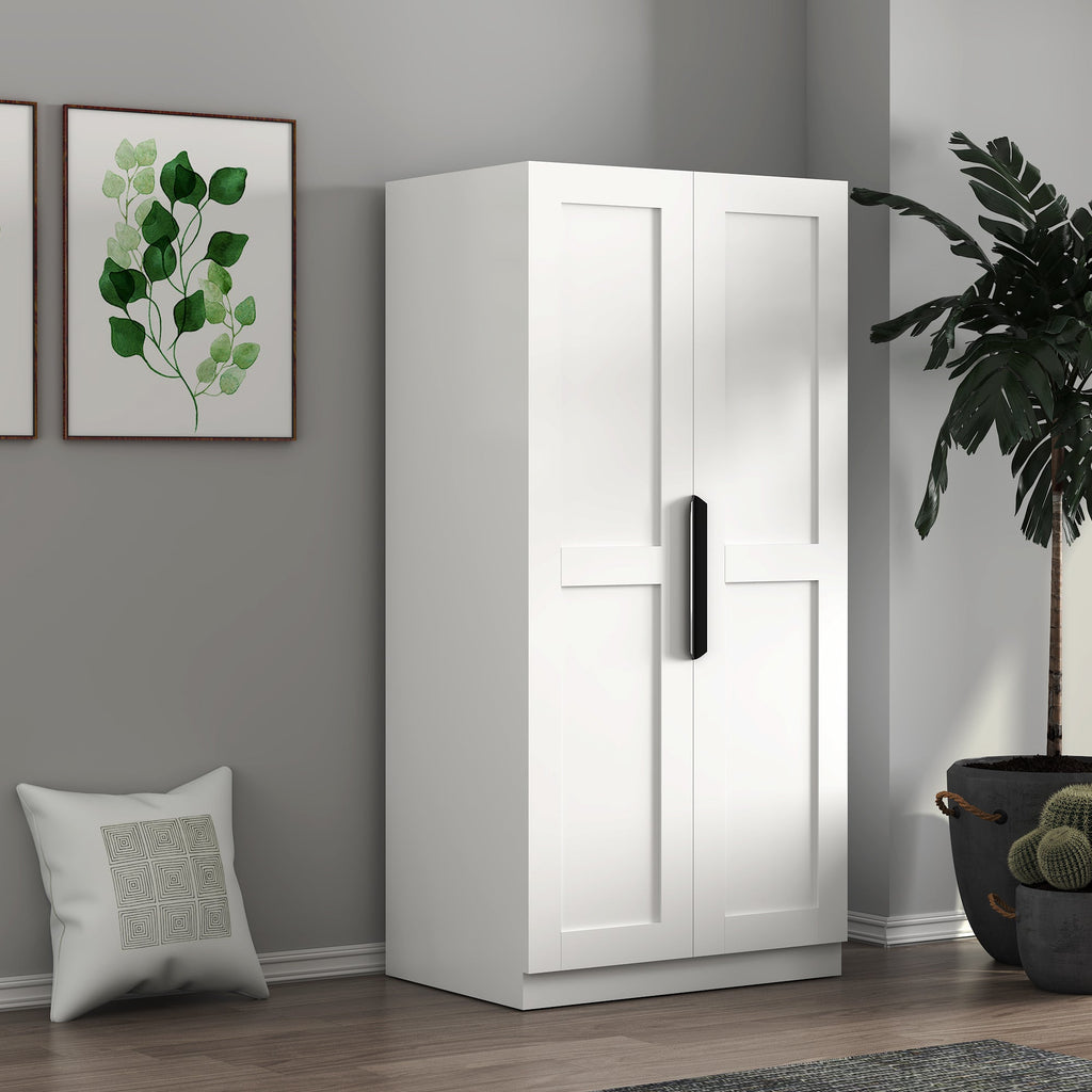 62.99in Kitchen Pantry Cabinet, White Freestanding Buffet Cupboards Sideboard with Doors &  Shelves, Kitchen Pantry Storage Cabinet for Kitchen, Living Room and Dinning Room