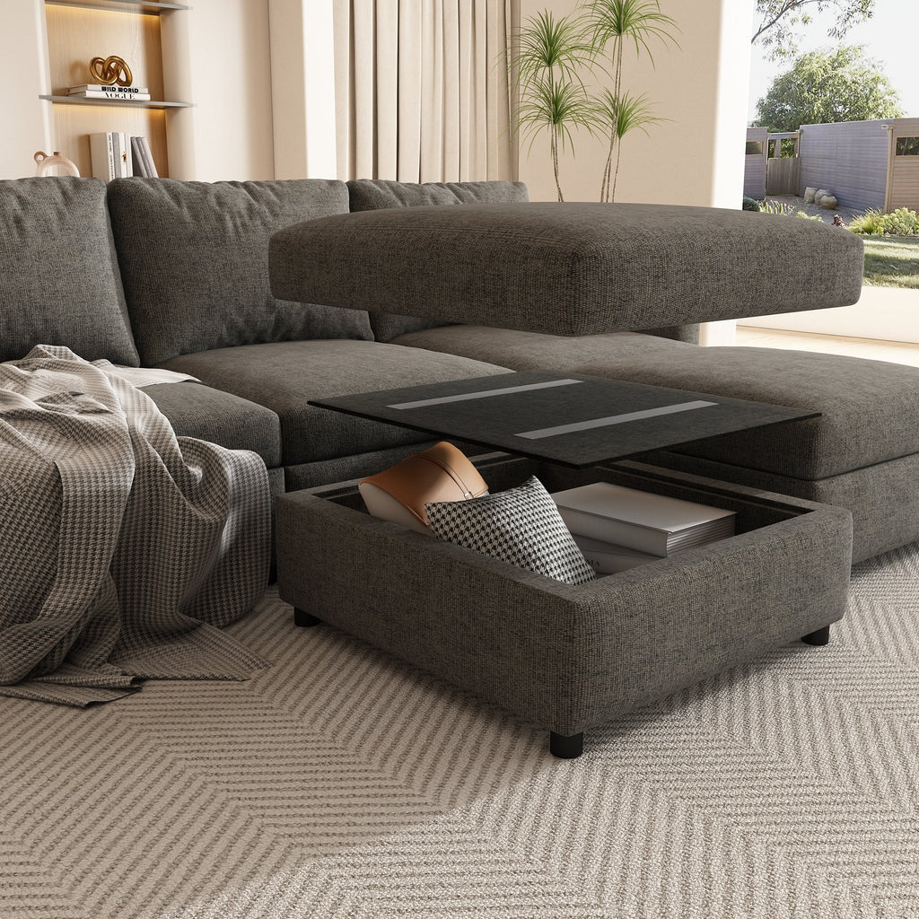 Modern Large Sectional Sofa, U-Shape Modular Sectional Couch with Storage Function,123' Sofa Bed with Ottoman,6 Seat Sectionals Chaise for Living Room,Chenille