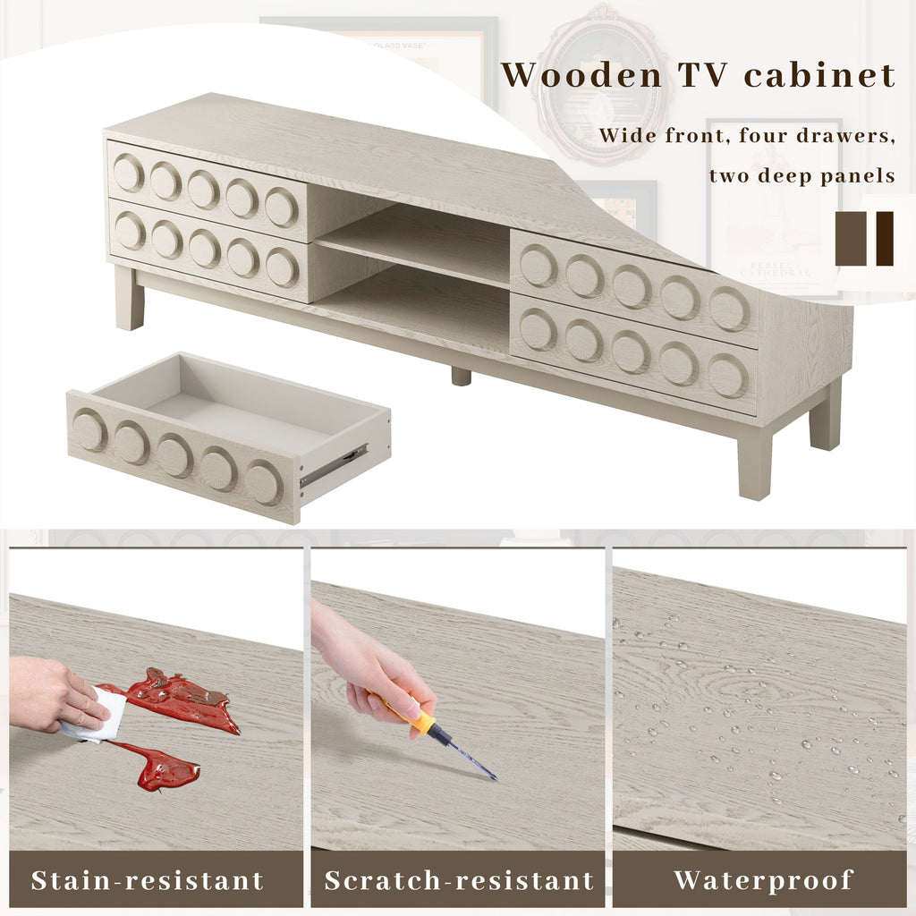 TV Stand for TVs up to 75', Media Console with 4 Drawers, Entertainment Center with Storage for Living Room and Bedroom(White)