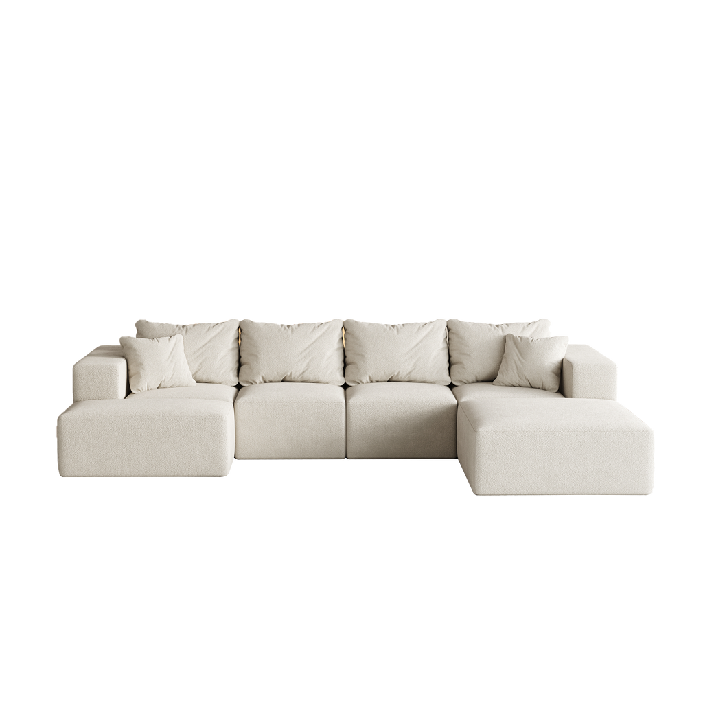 Modern Upholstered Sectional Boneless Couch Set,Modular 132' L Shaped Sectional Living Room Sofa Set With 6 Pillows,Free Combination Sofa Couch for Living Room,Bedroom