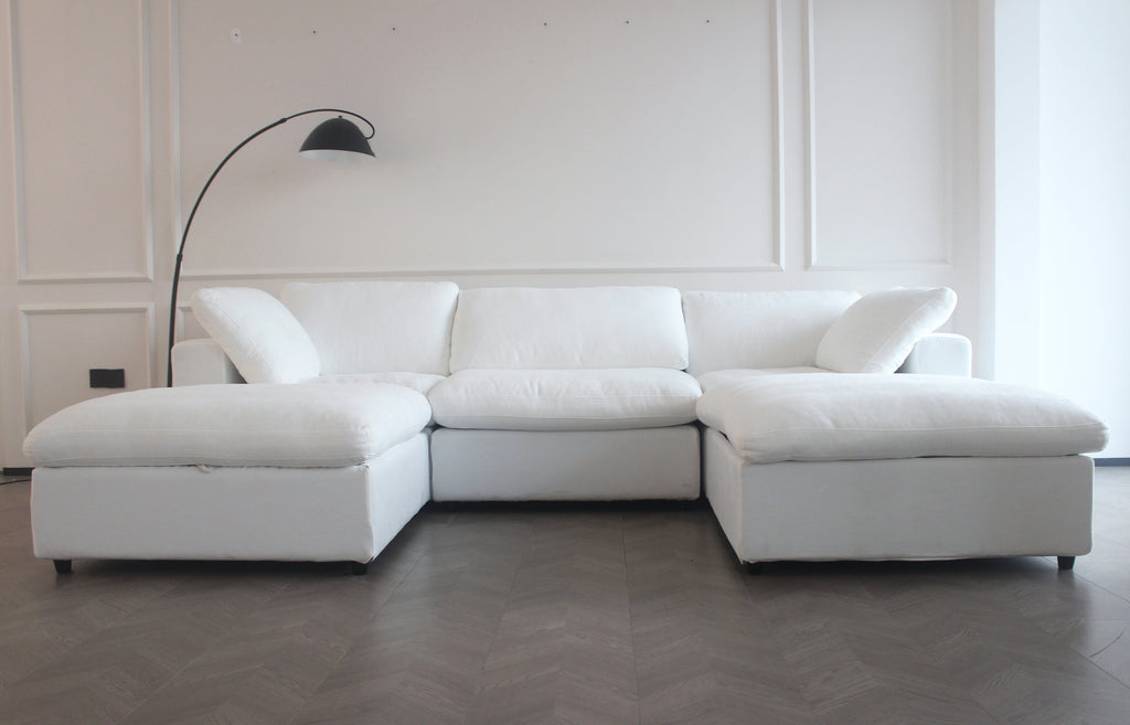 Large size modular cloud sofa 5 seats down sofa bed apartment living room sofa 3seaters + 2ottoman