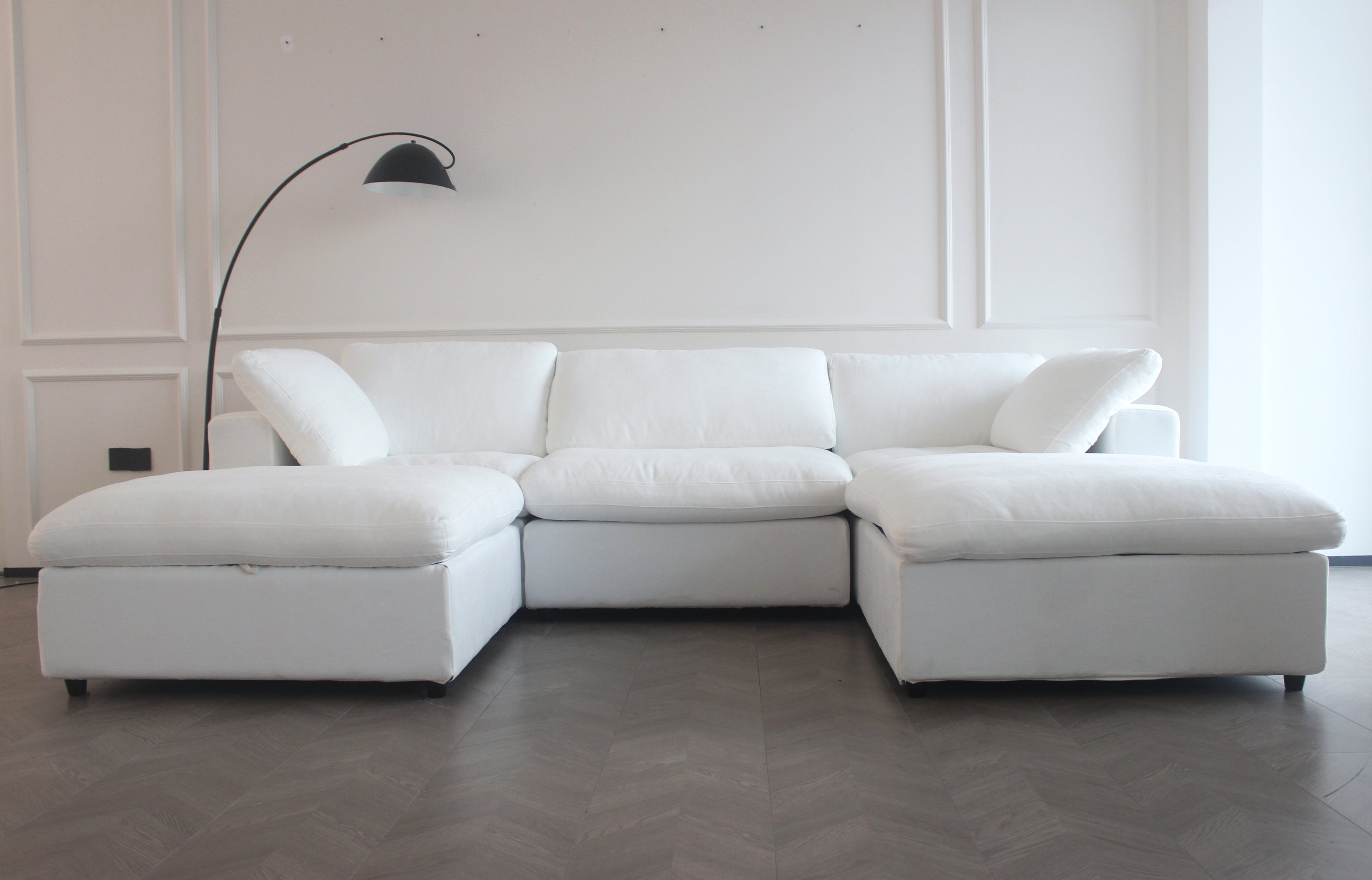 Large size modular cloud sofa 5 seats down sofa bed apartment living room sofa 3seaters + 2ottoman