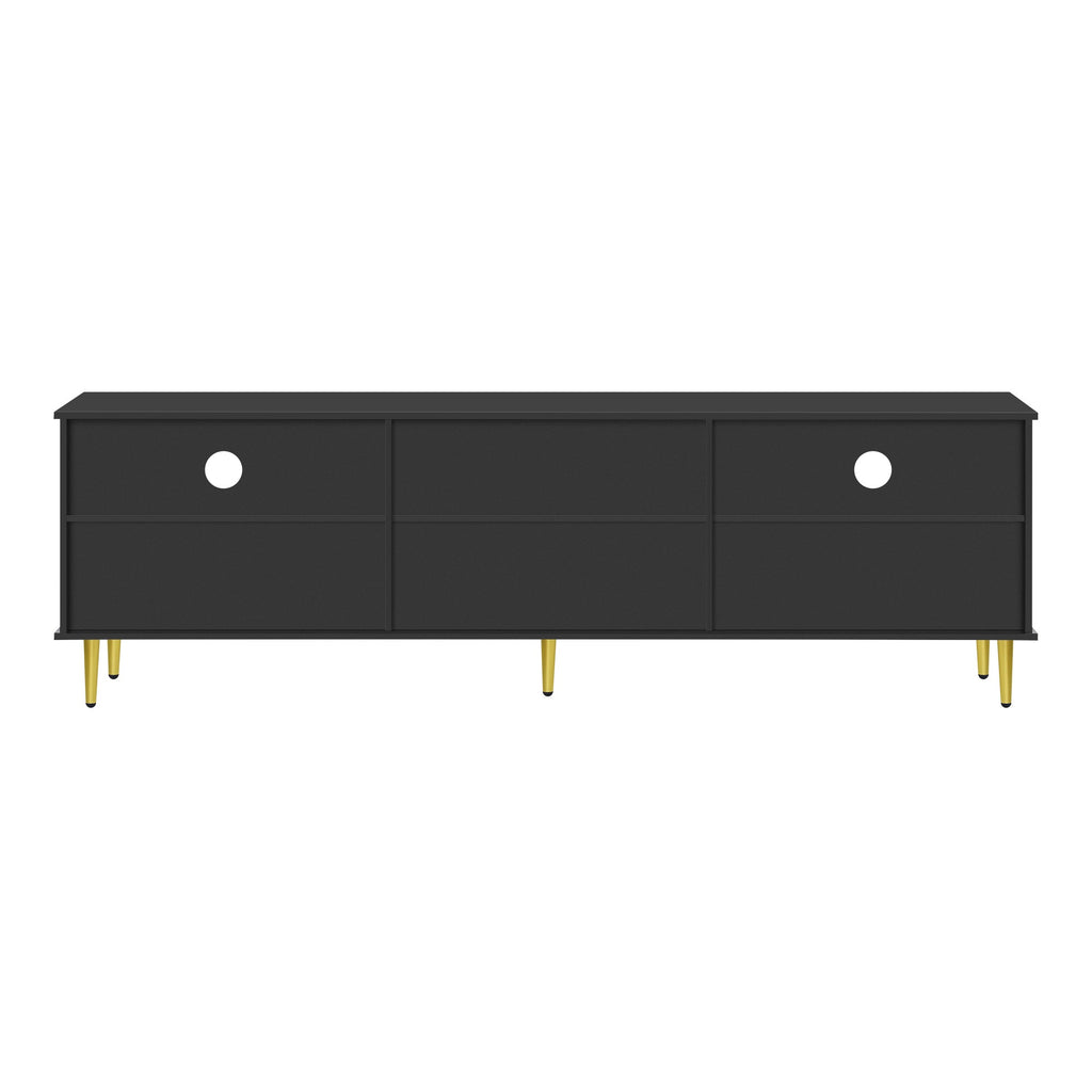 U-Can 78.7'' Modern TV Stand, TV Cabinet with Five Metal Legs and Metal Handles, 2 Drawers and 2 Cabinets with Fluted Glass Doors For Living room, Up to 80'' (Old SKU: SJ000122AAB)