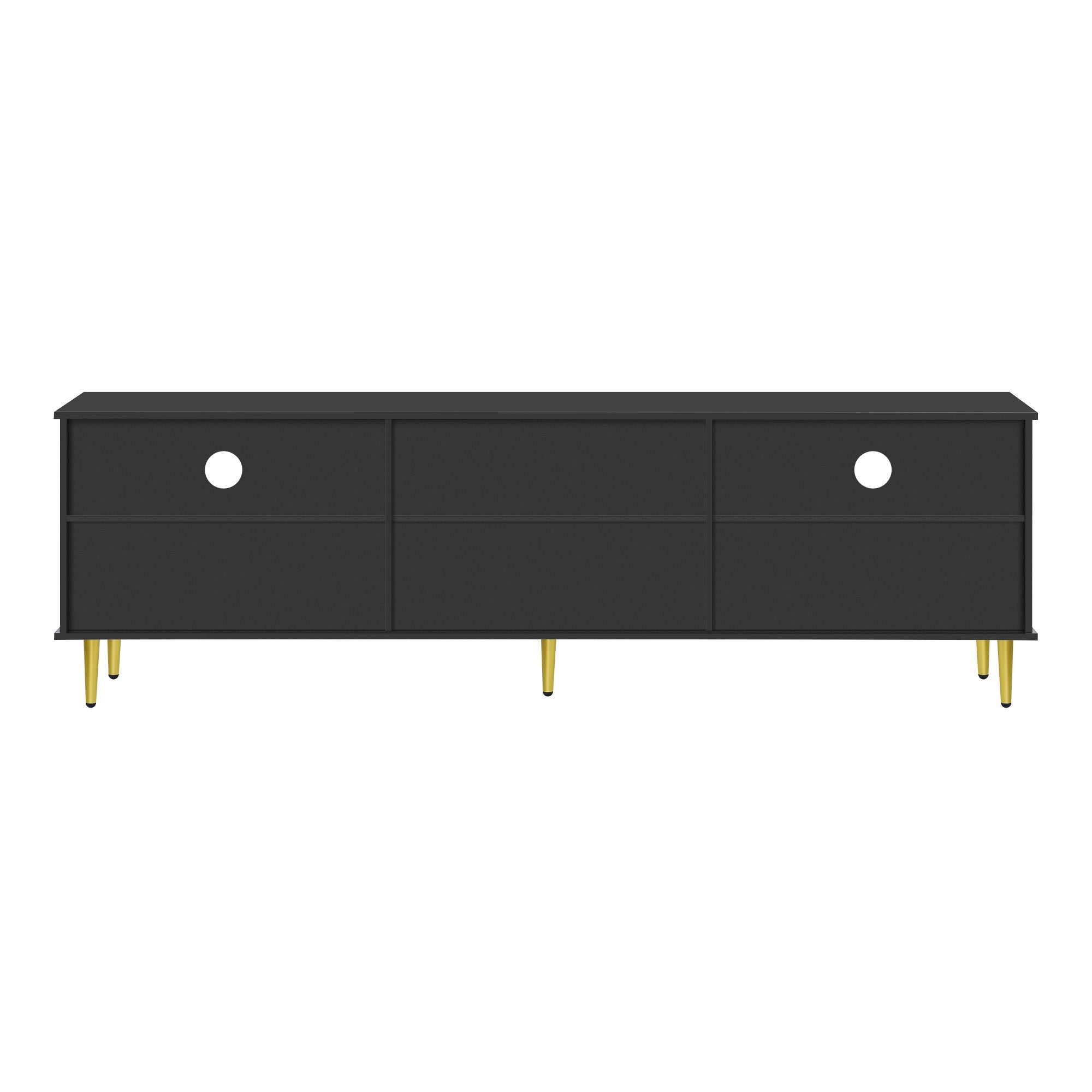 U-Can 78.7'' Modern TV Stand, TV Cabinet with Five Metal Legs and Metal Handles, 2 Drawers and 2 Cabinets with Fluted Glass Doors For Living room, Up to 80'' (Old SKU: SJ000122AAB)