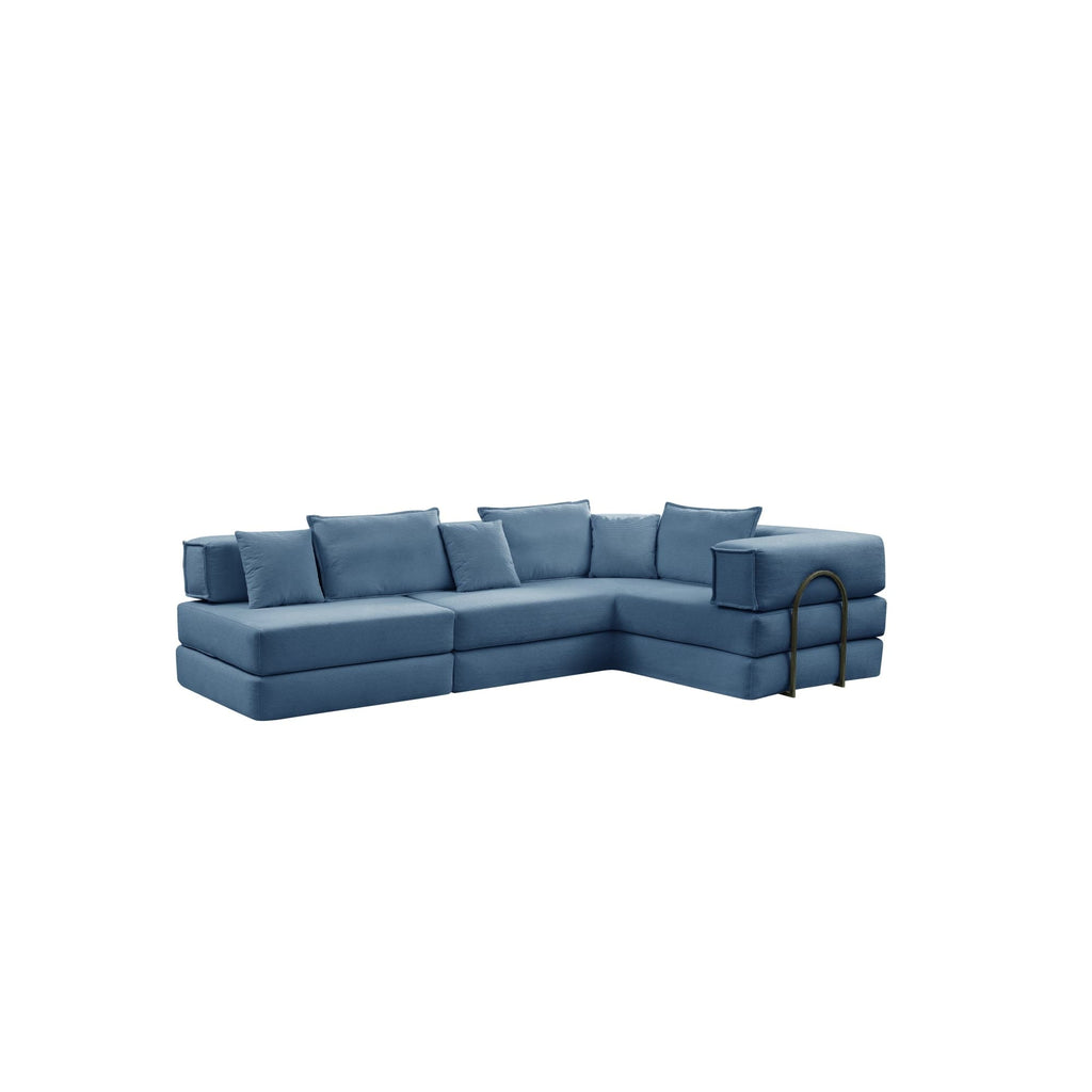 Oversized Upholstered Sectional Sofa Couch Set, Modular 118.2 ' L Shaped Floor Living Room Sofa Set With 6 Pillows, DIY Combination Sofa Couch for living rooms, apartments,bedrooms, Blue