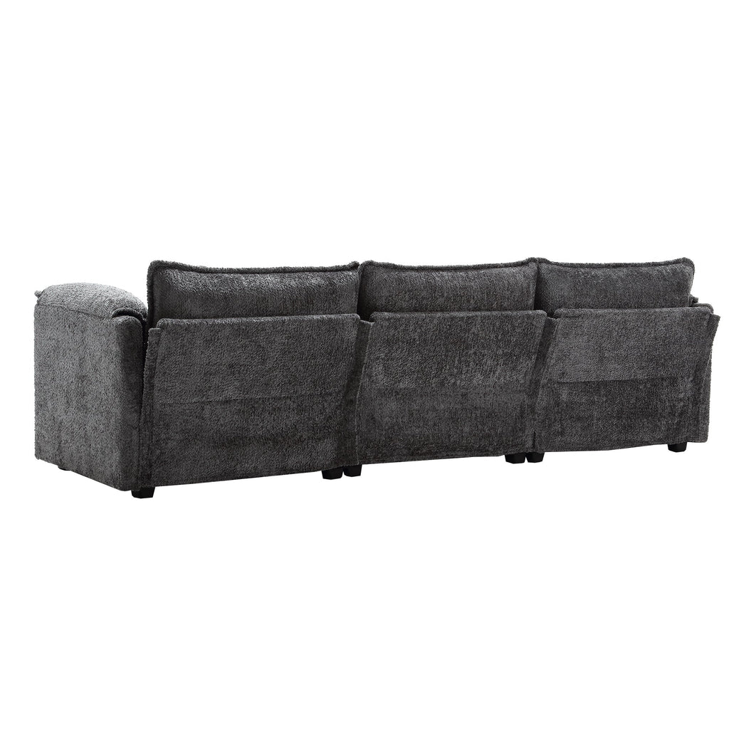 UNITED WE WIN 112' Oversized Sectional Sofa Cloud Couch for Living Room, Modern Chenille L Shaped Couch, Comfy Boucle Modular Sofa Sleeper with Moveable Ottoman & Memory Foam