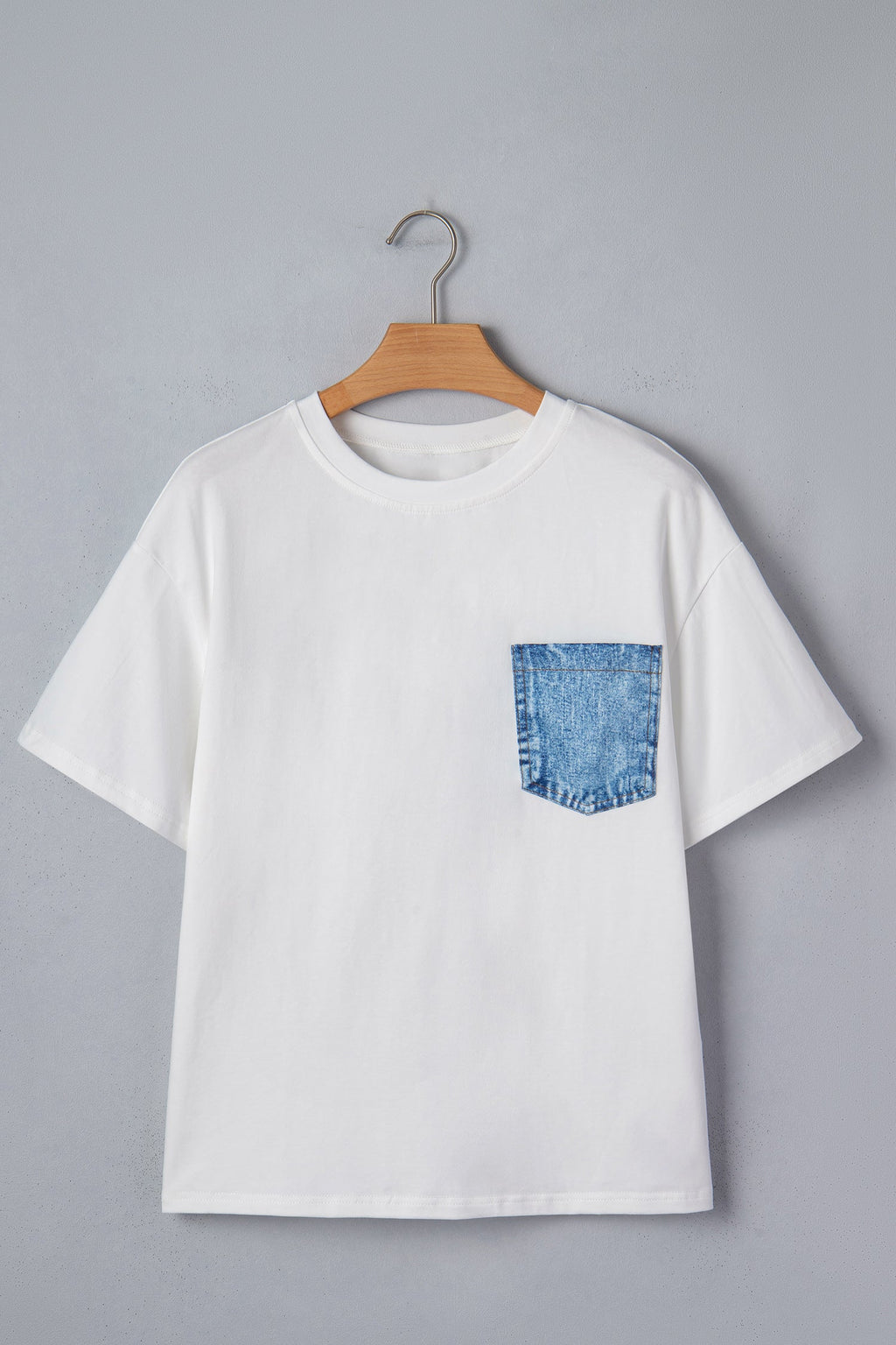 Colorblock Chest Pocket Patch Short Sleeve Top
