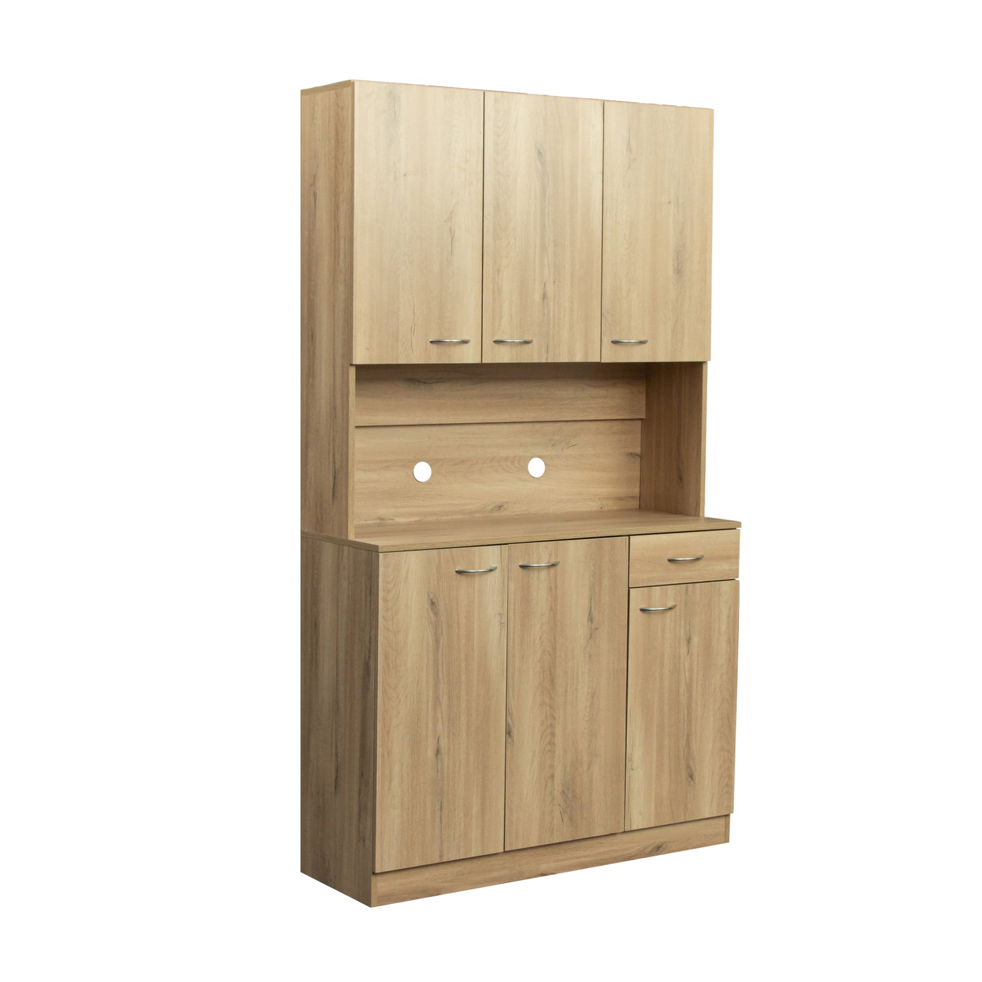 70.87' Tall Wardrobe& Kitchen Cabinet, with 6-Doors, 1-Open Shelves and 1-Drawer for bedroom,Rustic Oak