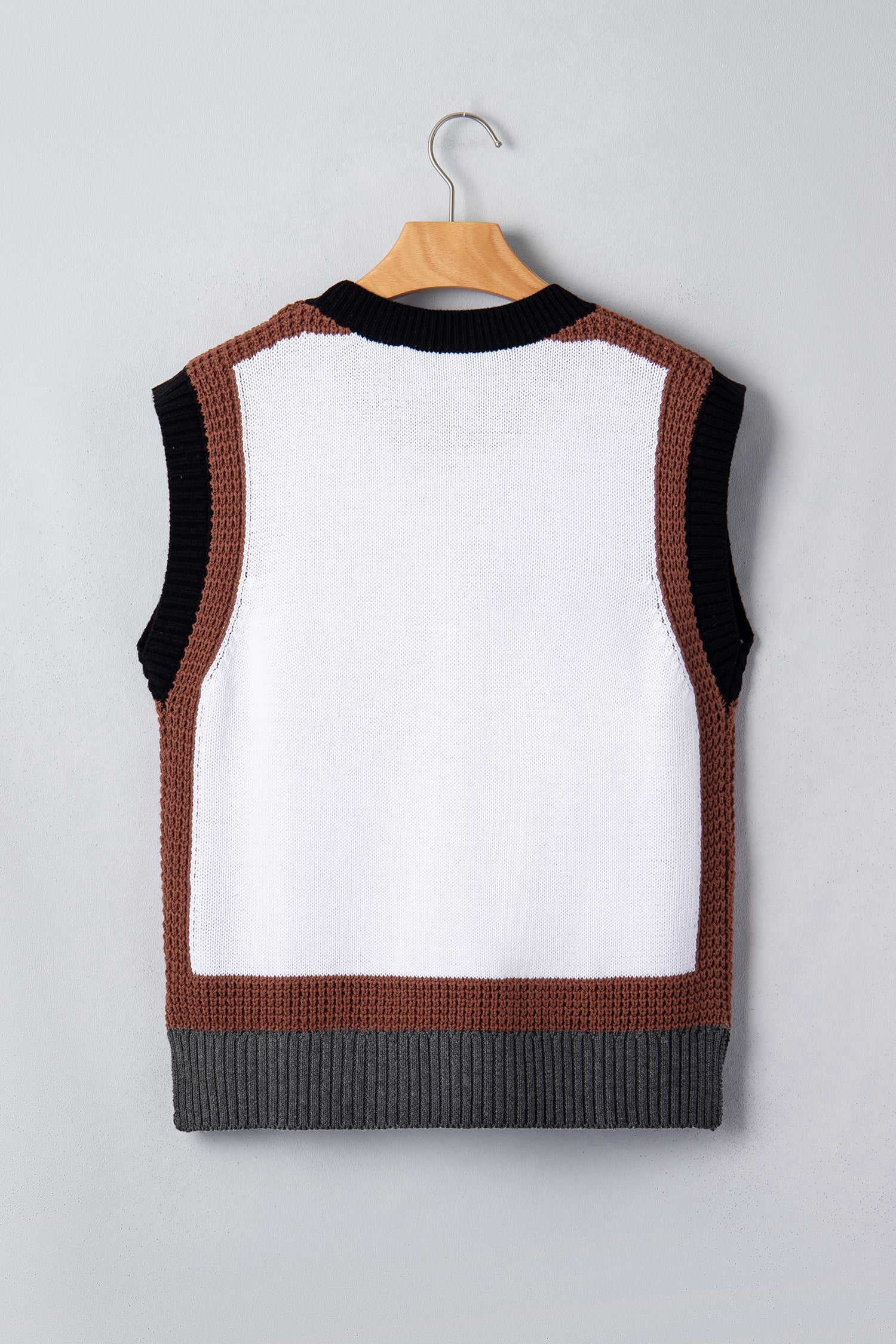 Western Horse Colorblock Trim Sleeveless Sweater Top