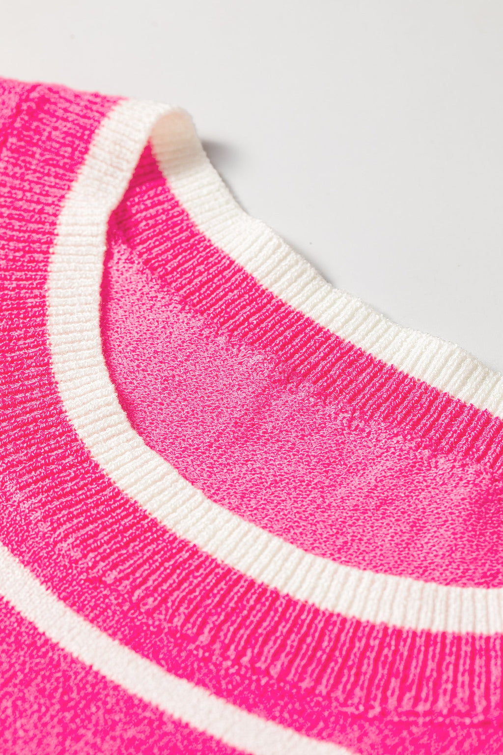 Stripe Ruffle Short Sleeve Knit Sweater