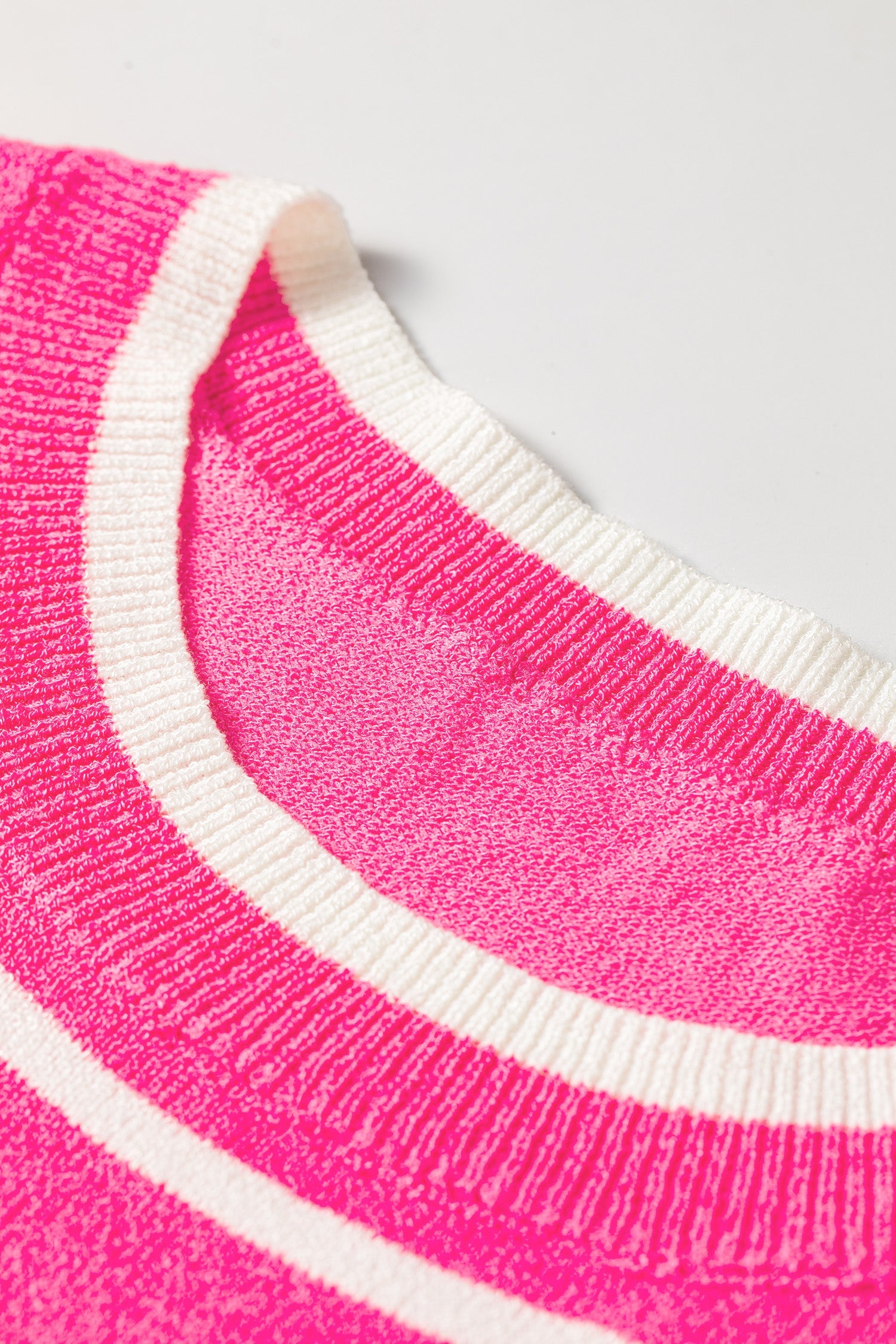 Stripe Ruffle Short Sleeve Knit Sweater