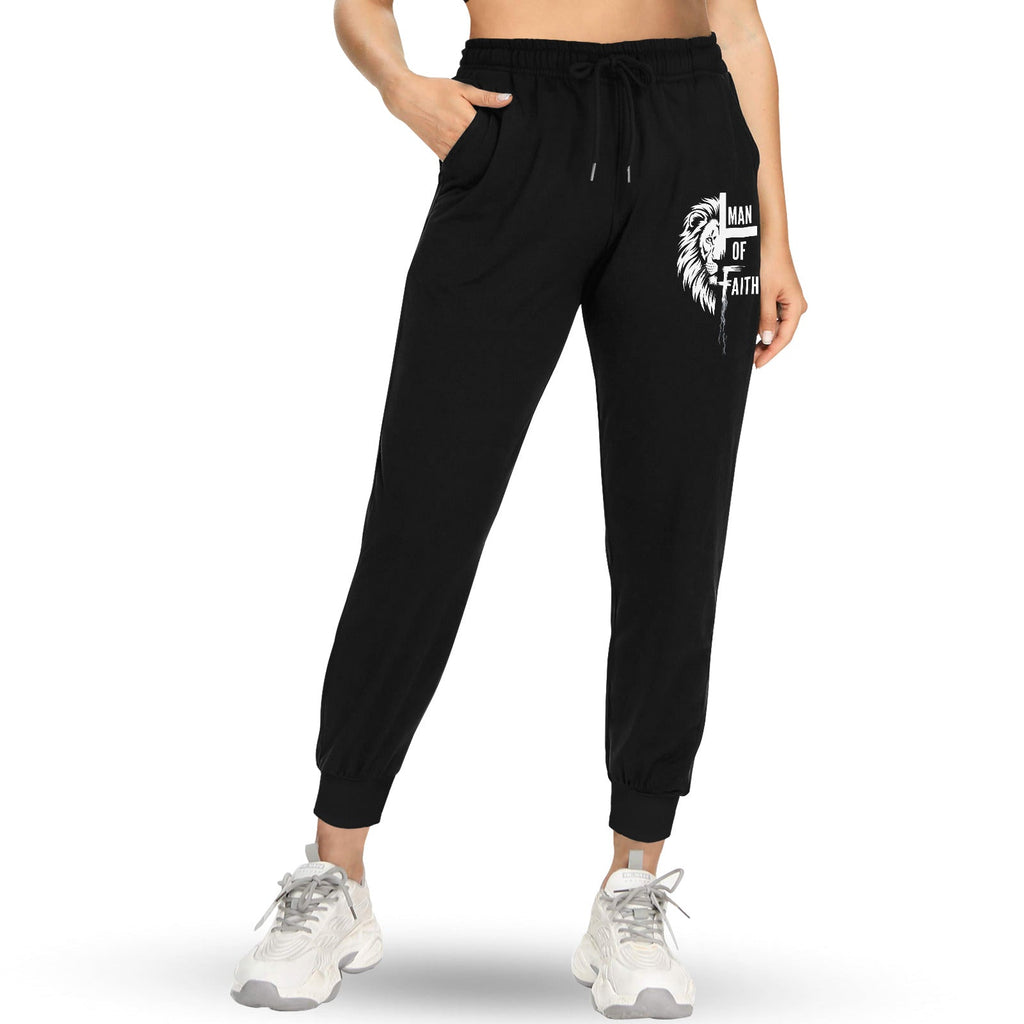 Men's Man of Faith Fleece Black Sweatpants (Made in USA)