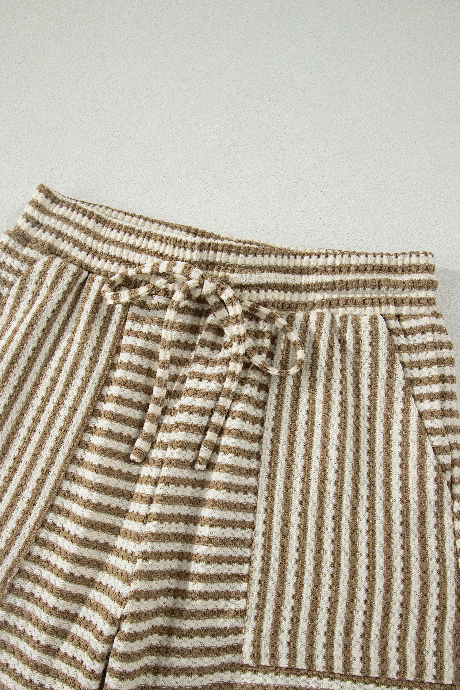 Stripe Textured Knit Top & Shorts Set