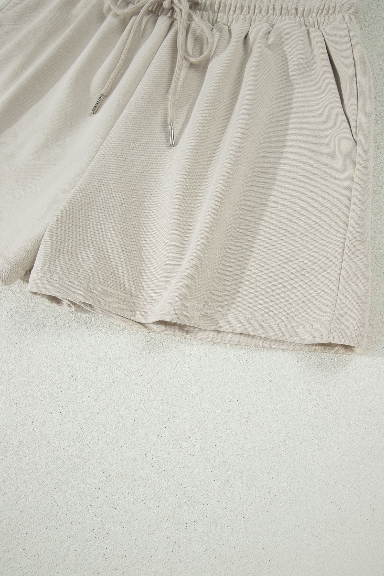 Solid Puff Sleeve Top & Drawstring Shorts Set