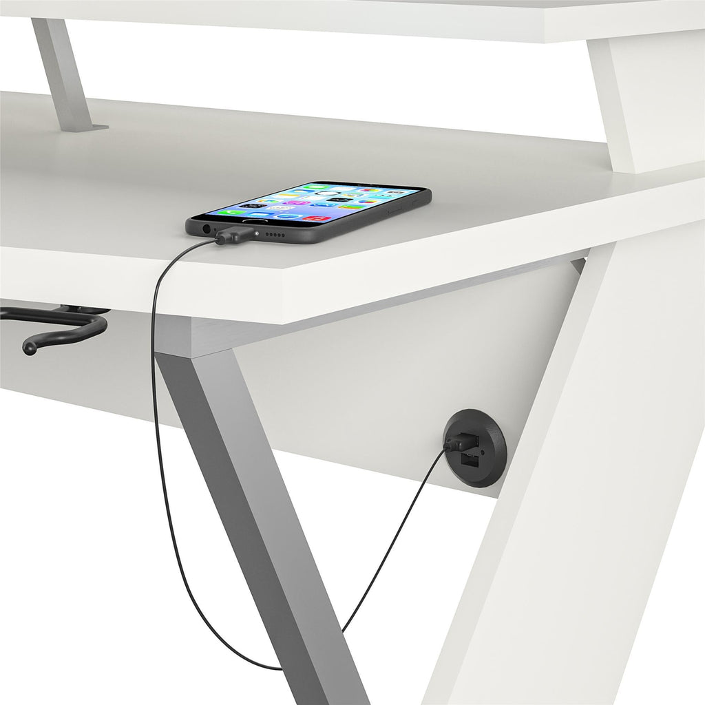 Xtreme Gaming Desk with Riser, White